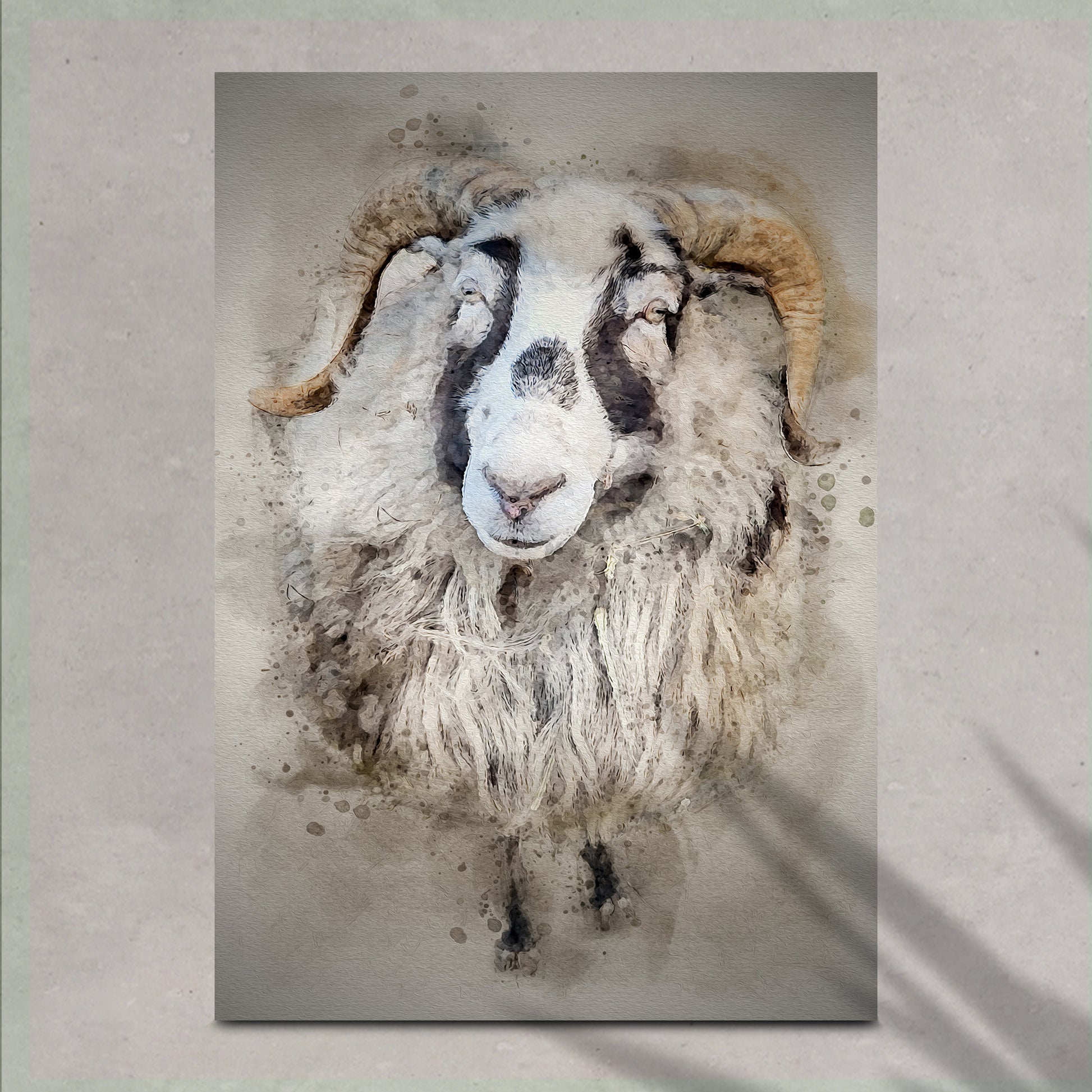Horned Sheep Watercolor Canvas Wall Art - Image by Tailored Canvases