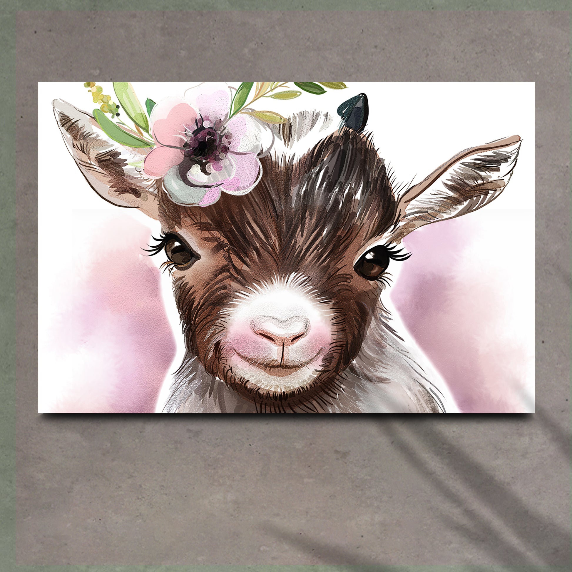 Flower Crown Baby Goat Canvas Wall Art - Image by Tailored Canvases