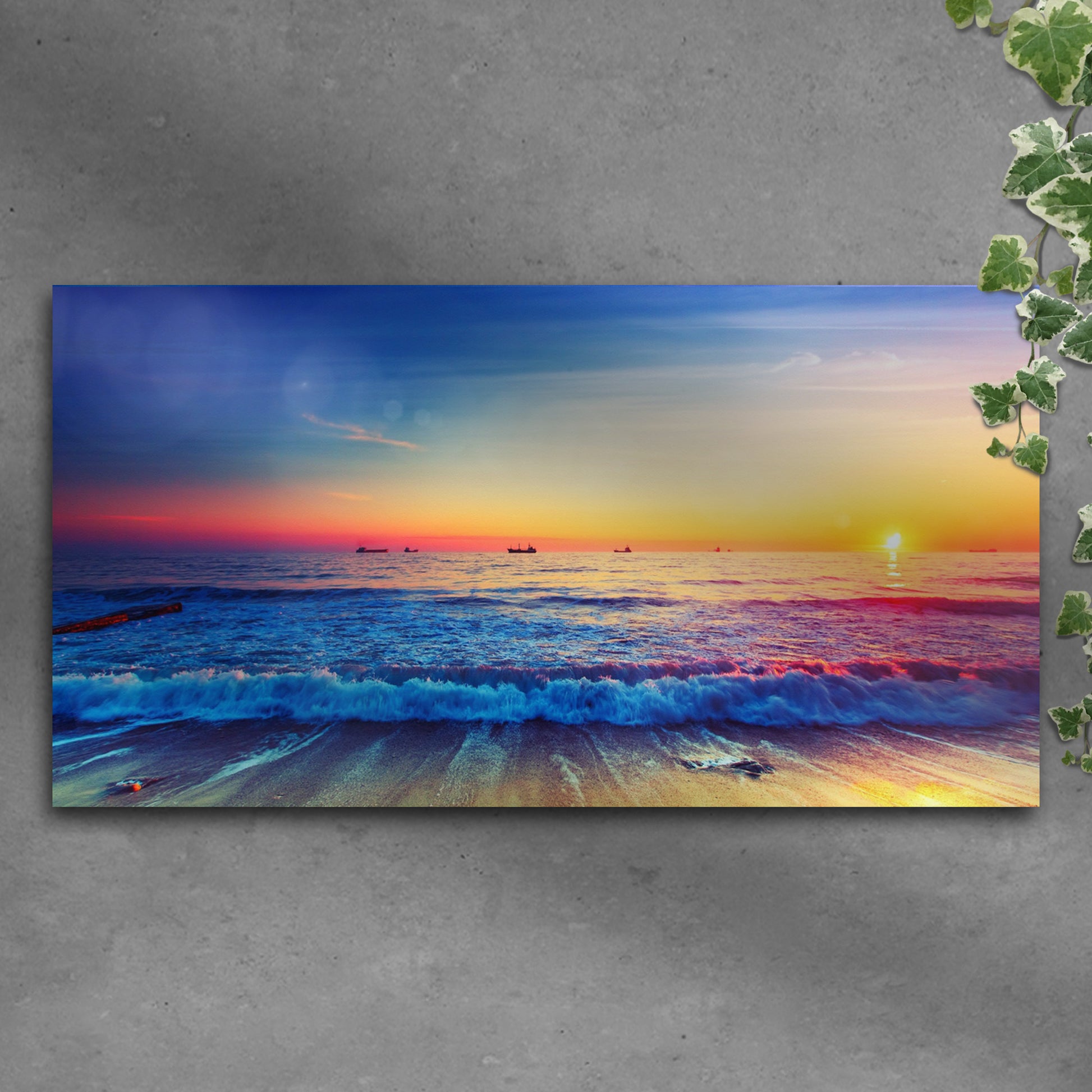 Sunrise Over The Ocean Canvas Wall Art - Image by Tailored Canvases