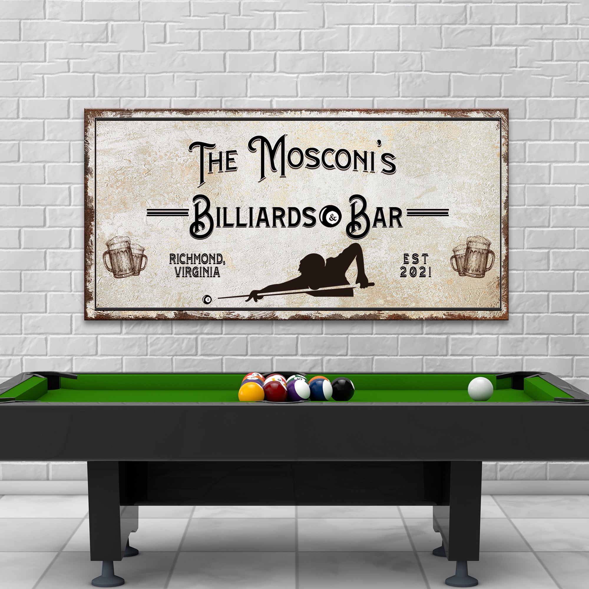 Cool Billiards Street Metal Sign - Perfect For Your Game Room, Mancave, Or Den Wall Decor