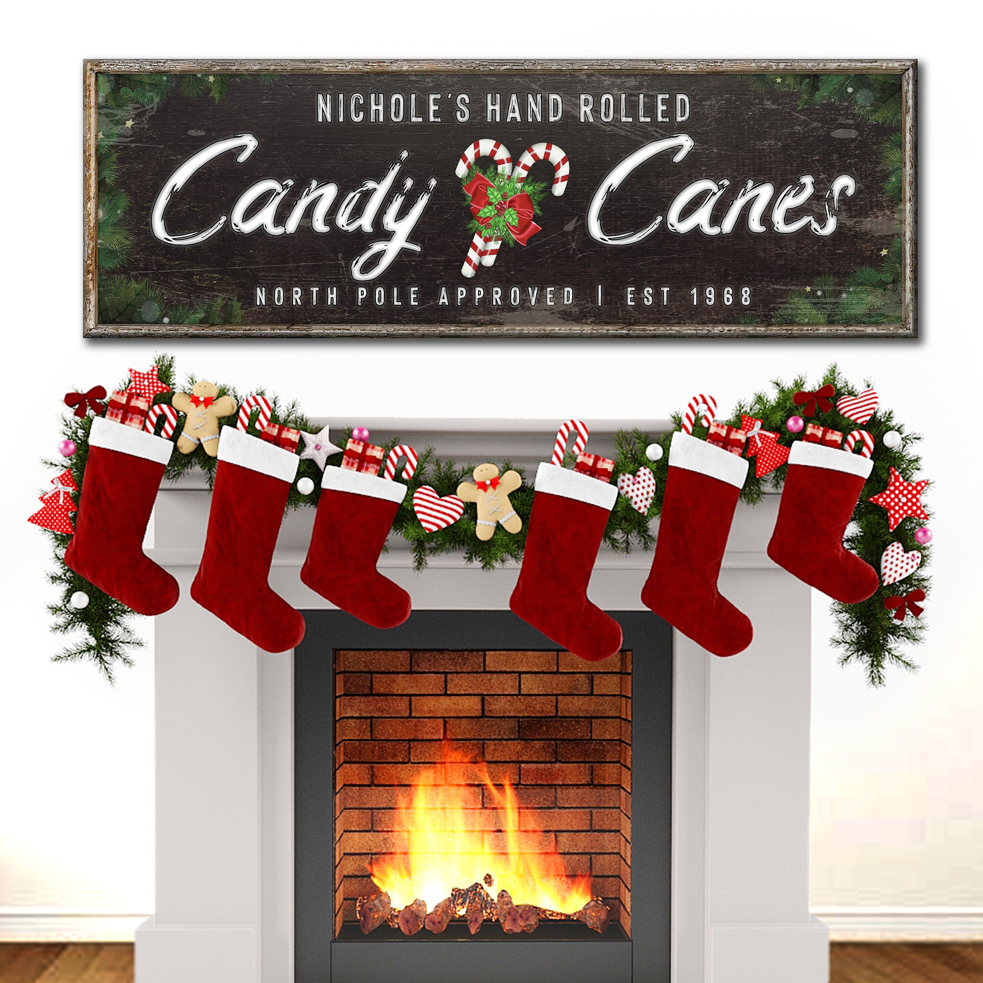 North Pole Candy Canes Sign - Wall Art Image by Tailored Canvases