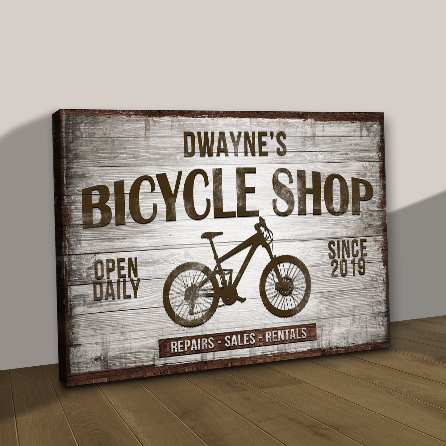 Custom Bike Shop Sign III Style 2 - Image by Tailored Canvases