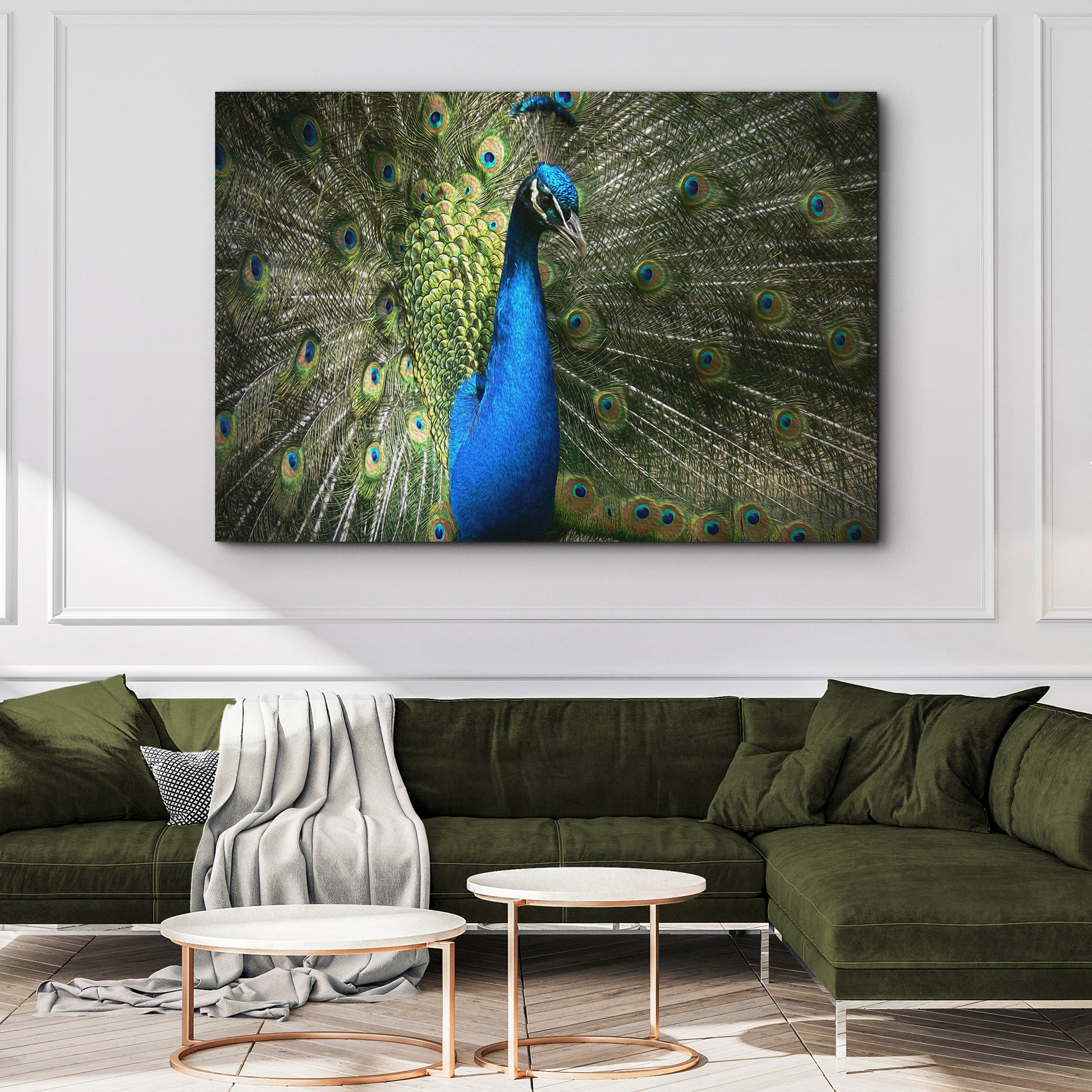 Peacock Up Close Canvas Wall Art - Image by Tailored Canvases