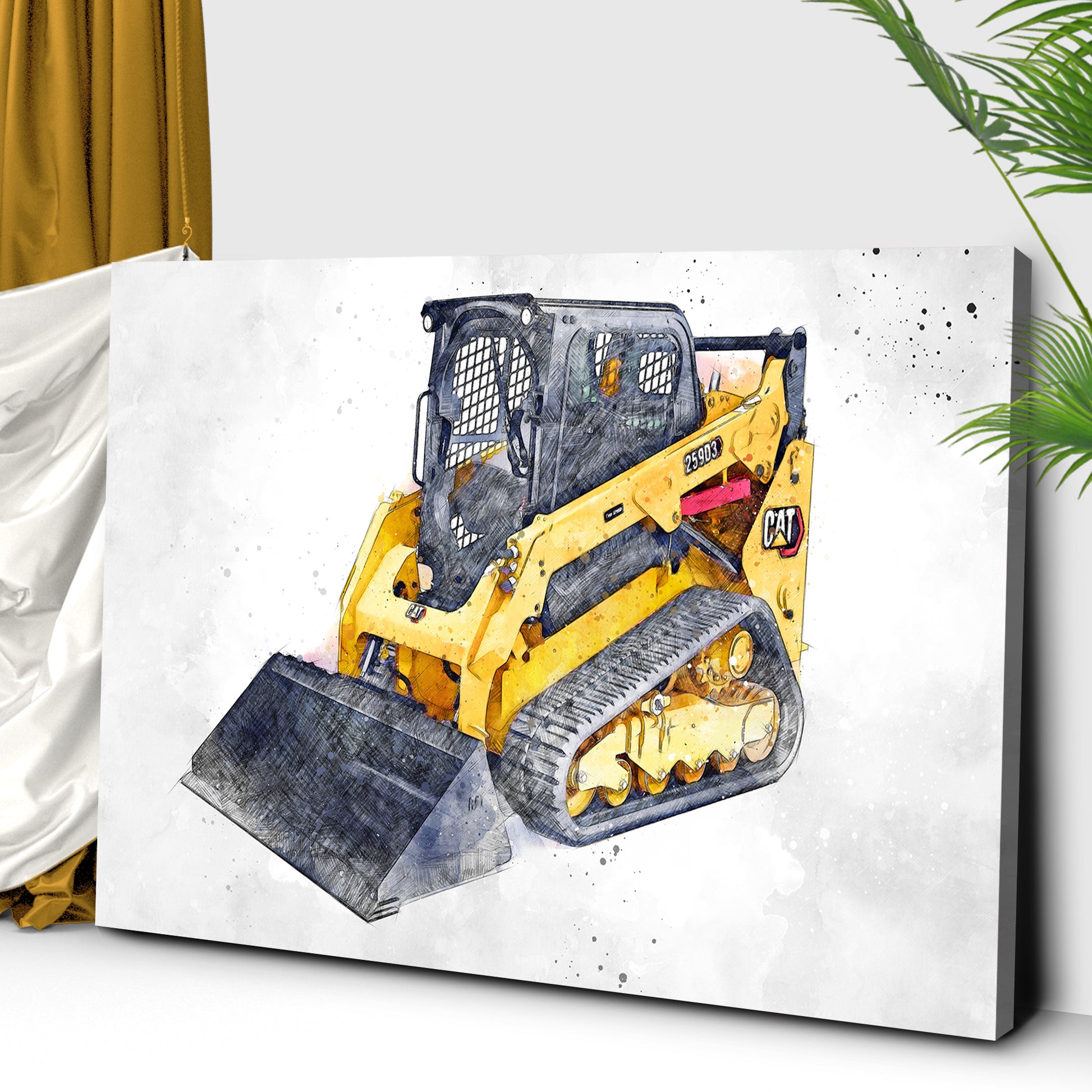 Construction Truck Skid Steer Canvas Wall Art Style 2 - Image by Tailored Canvases