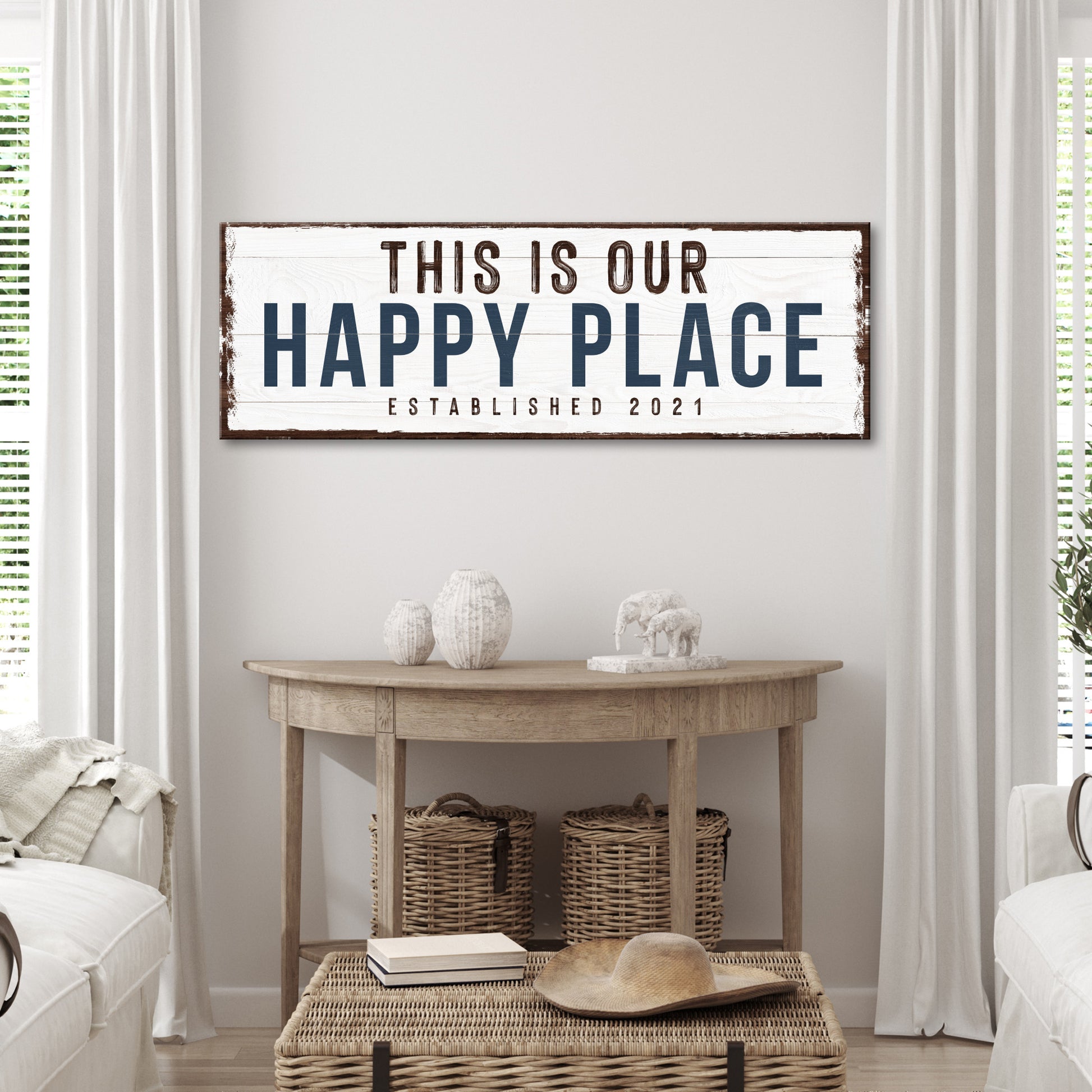 This is Our Happy Place Sign Established 2021 Style 1 - Image by Tailored Canvases