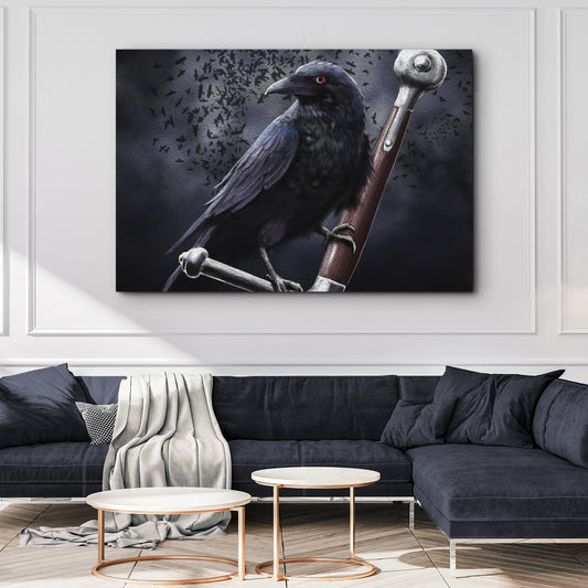 Crow on Sword Canvas Wall Art - Image by Tailored Canvases