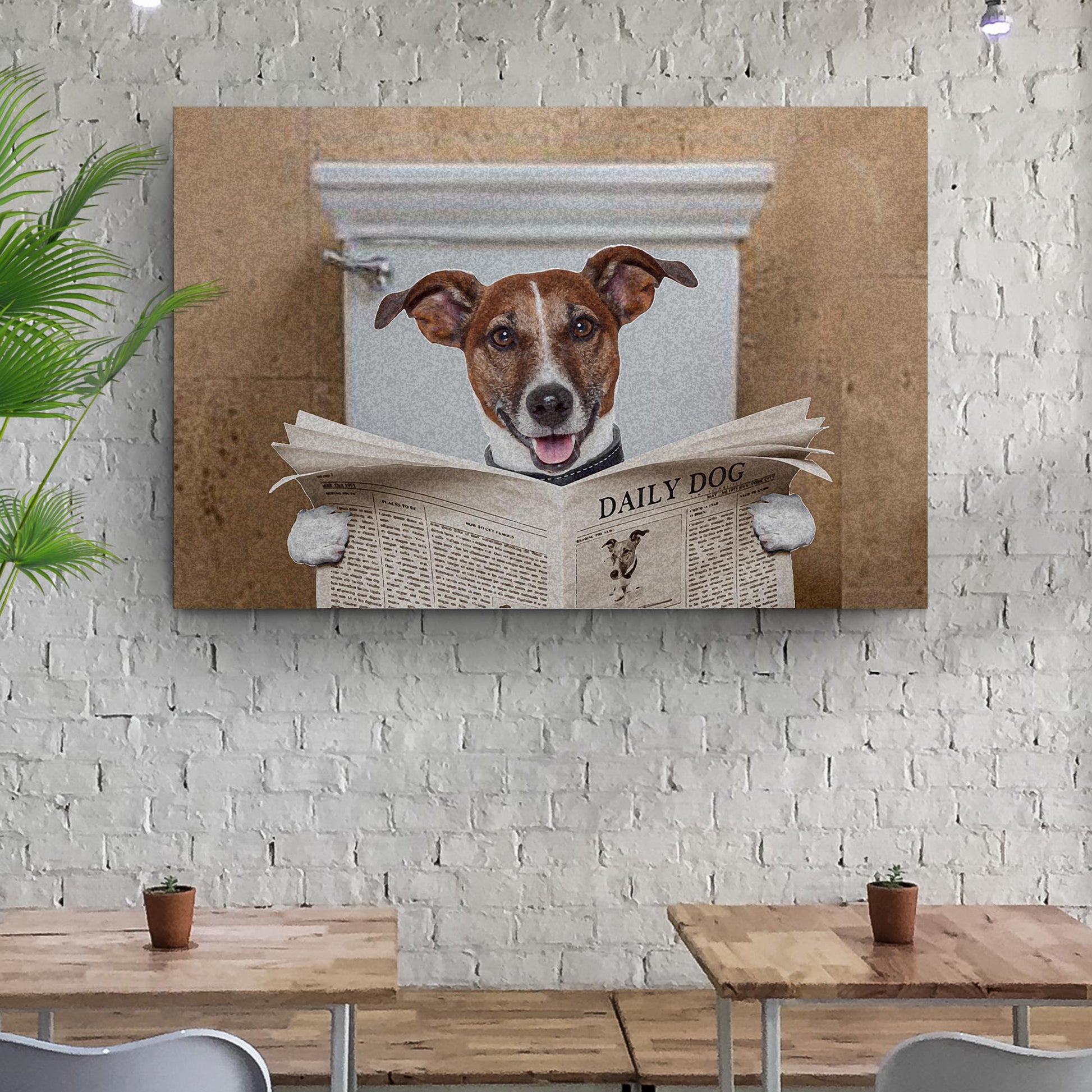 Dog Reading The Newspaper Canvas Wall Art II Style 1 - Image by Tailored Canvases
