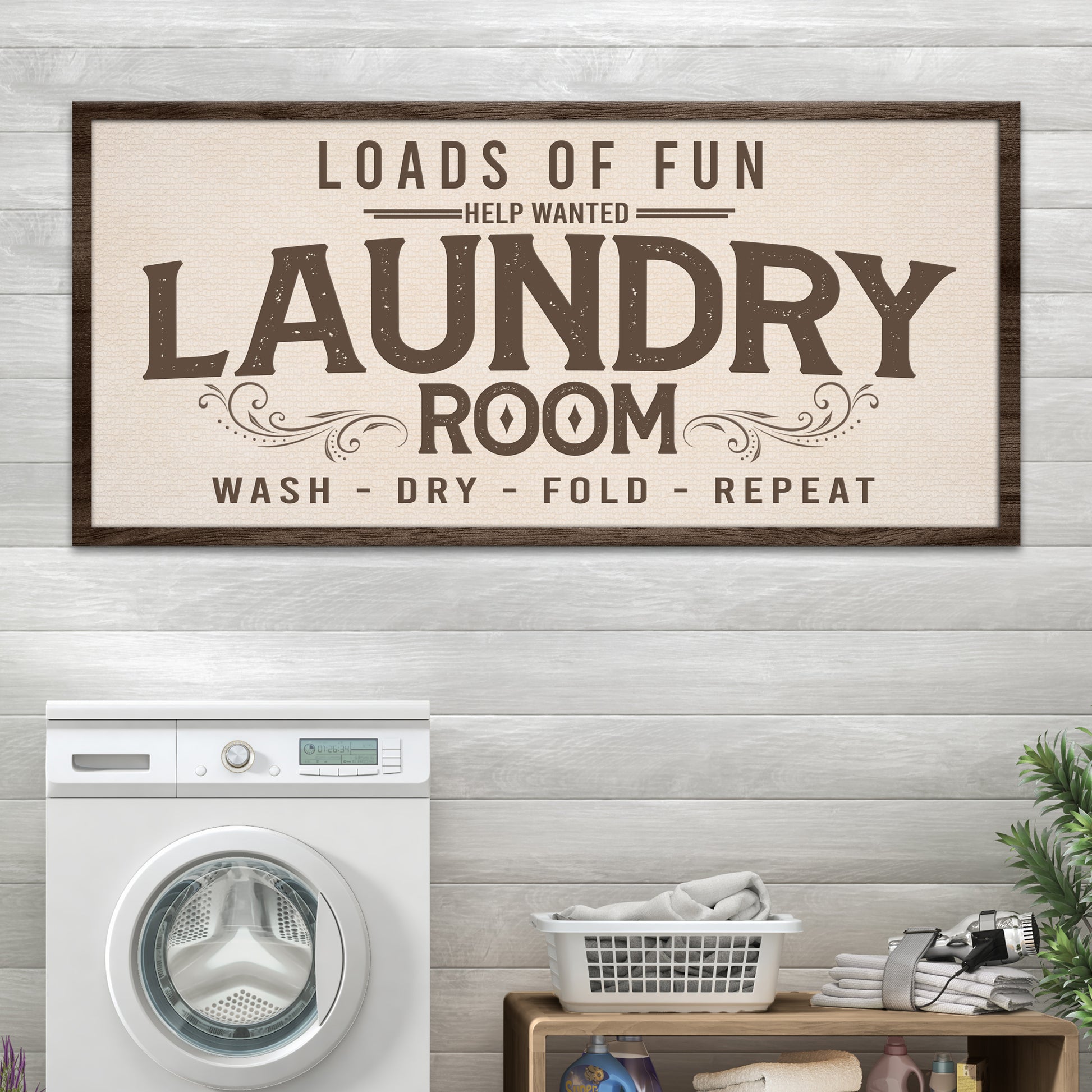 Loads of Fun Help Wanted Laundry Room Sign  - Image by Tailored Canvases