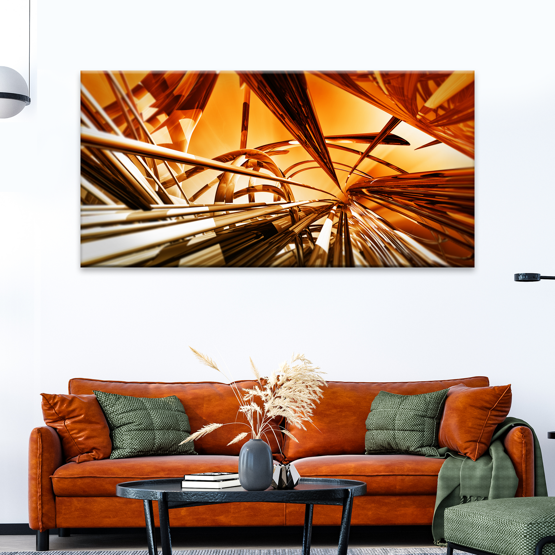 3D Gold Metallic Lines Style 1 - Image by Tailored Canvases