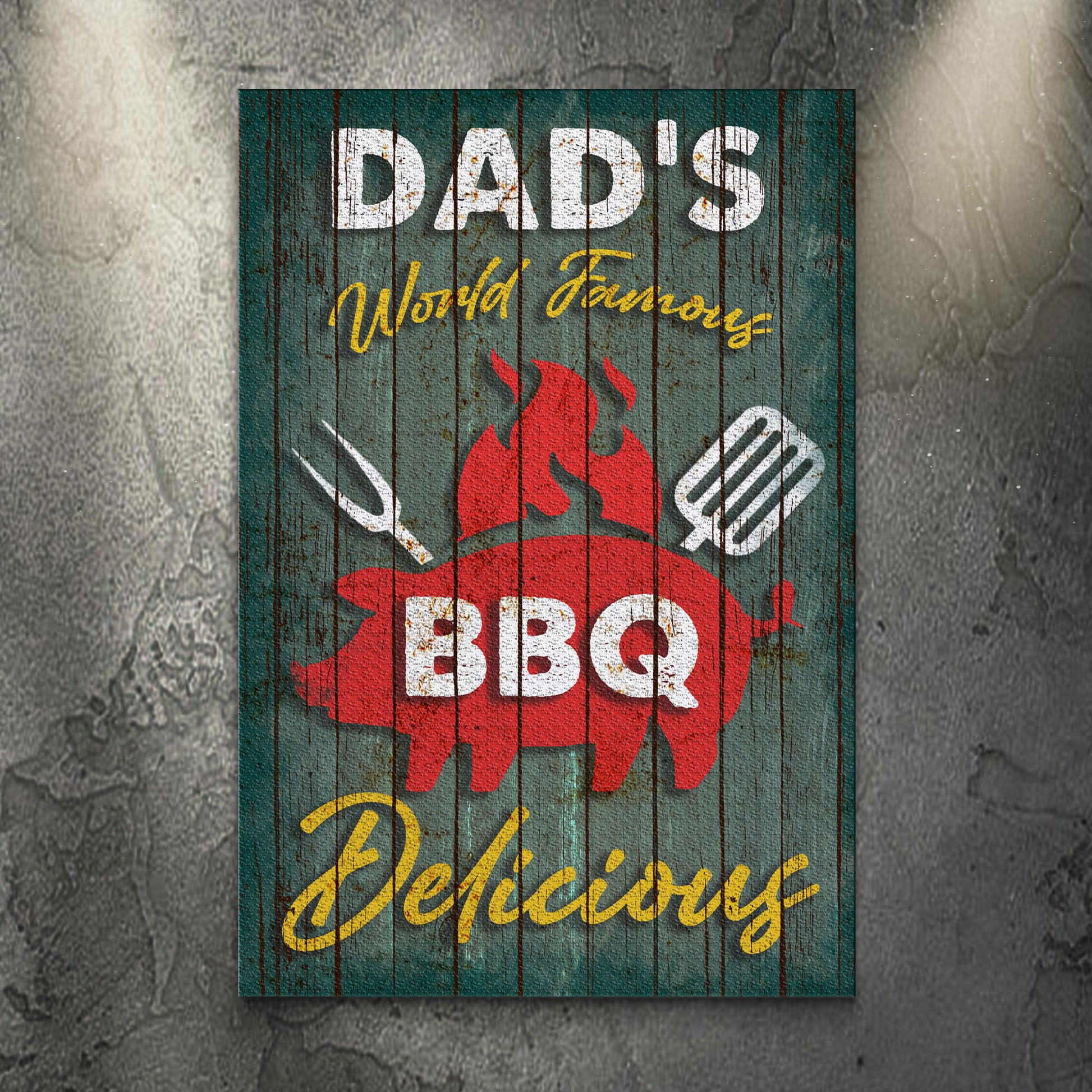 Dad's World Famous Delicious BBQ Sign - Image by Tailored Canvases