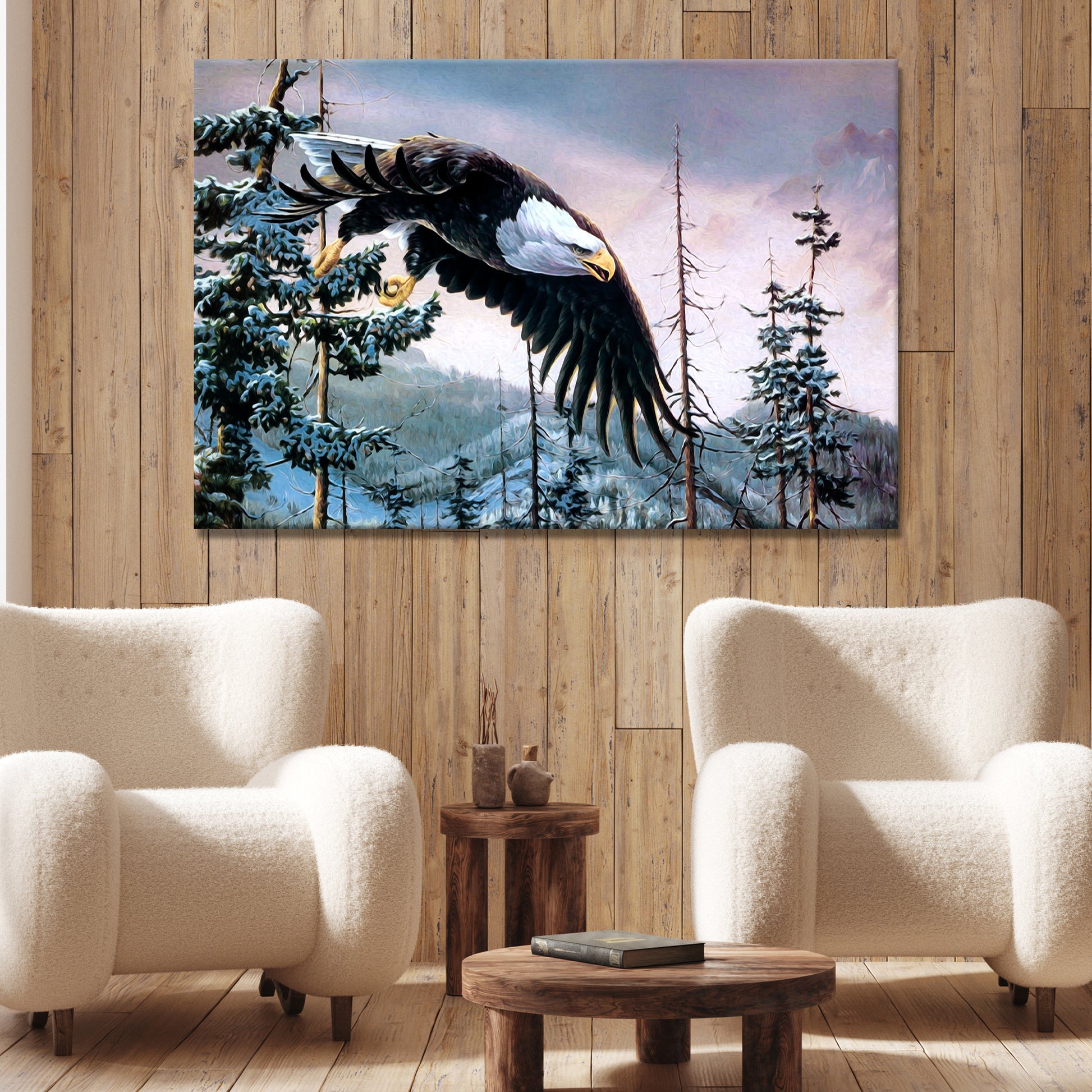 Flying Eagle At Sunset Canvas Wall Art  - Image by Tailored Canvases
