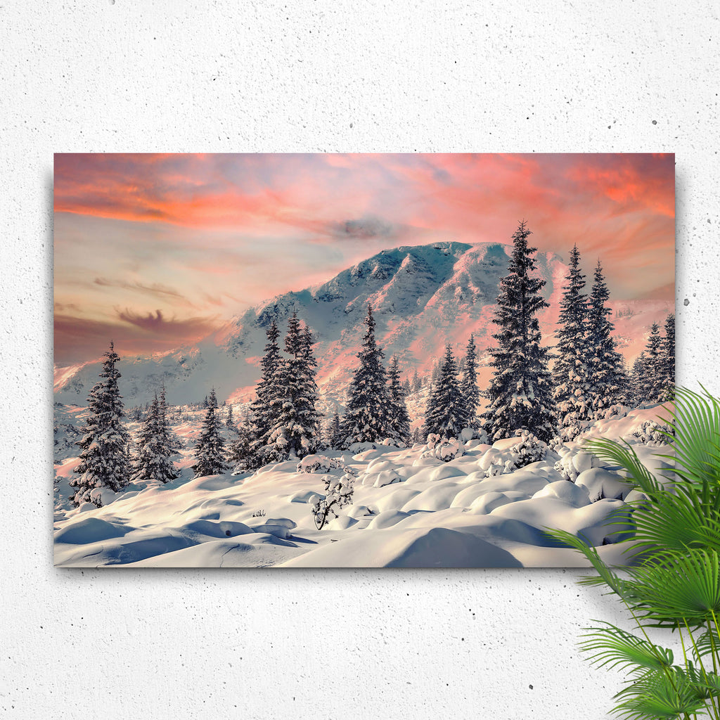 Snow Capped Mountain Sunset Canvas Wall Art by Tailored Canvases