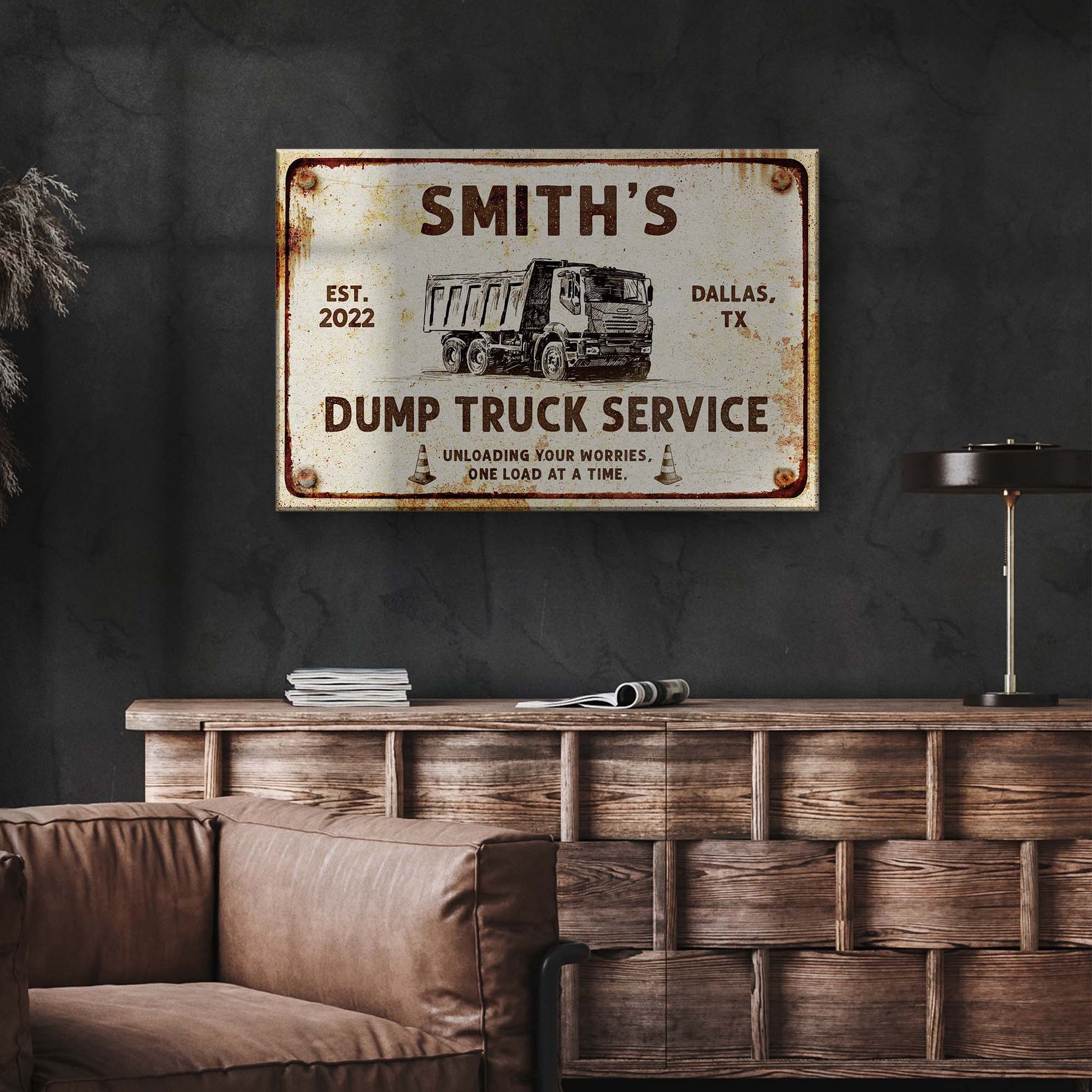 Dump Truck Service Sign Style 1 - Image by Tailored Canvases