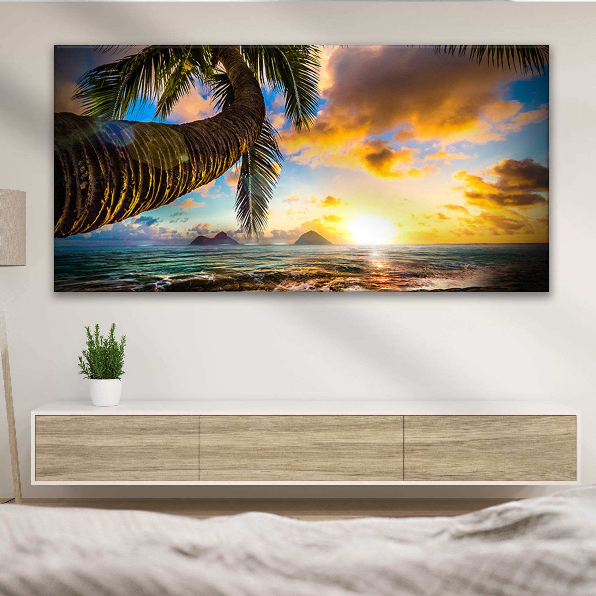 Tropical Blue Beach Hawaii Sunset Canvas Wall Art - Image by Tailored Canvases