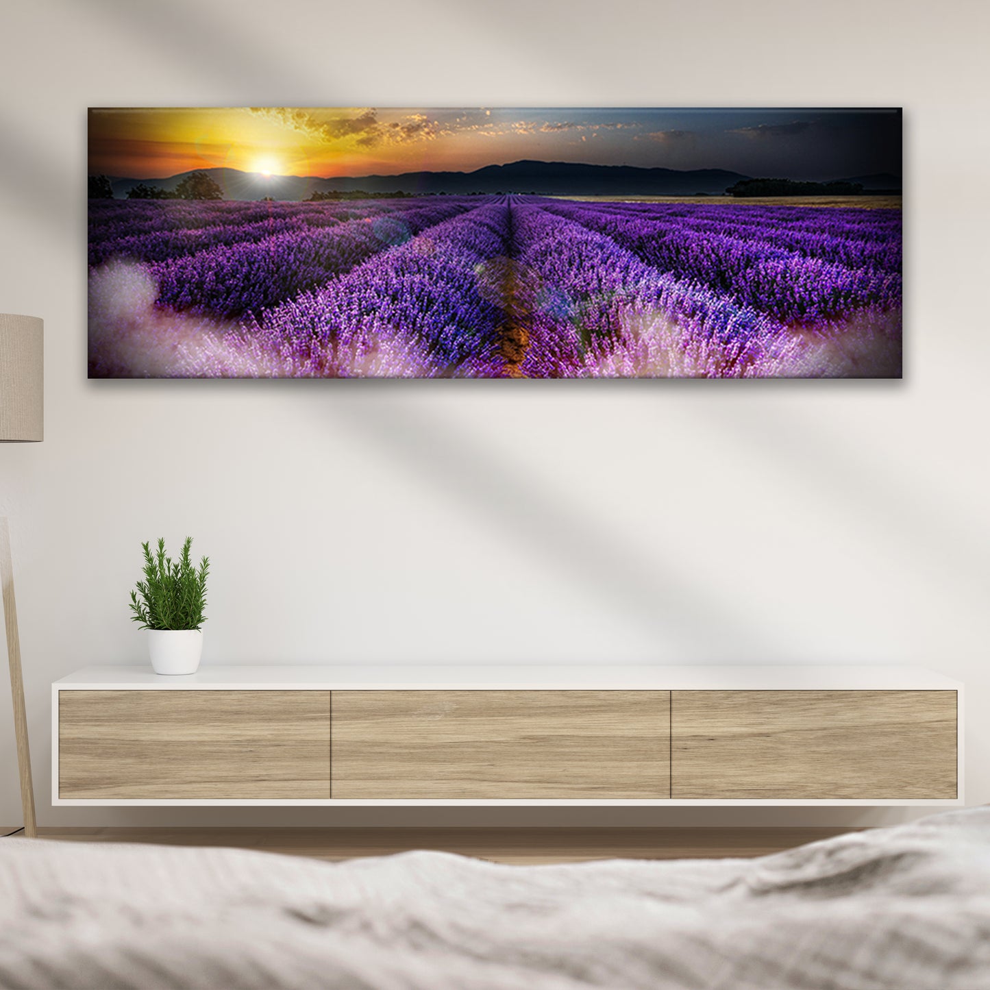 Sunset Over Lavender Field Canvas Wall Art - Image by Tailored Canvases