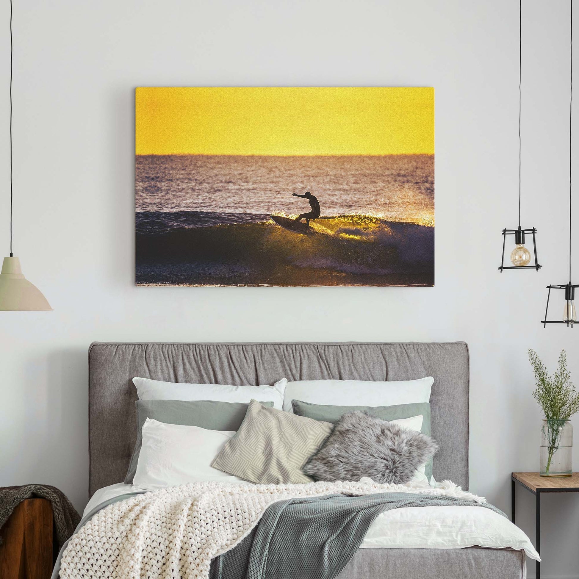 Surfing Silhouette Canvas Wall Art Style 1 - Image by Tailored Canvases