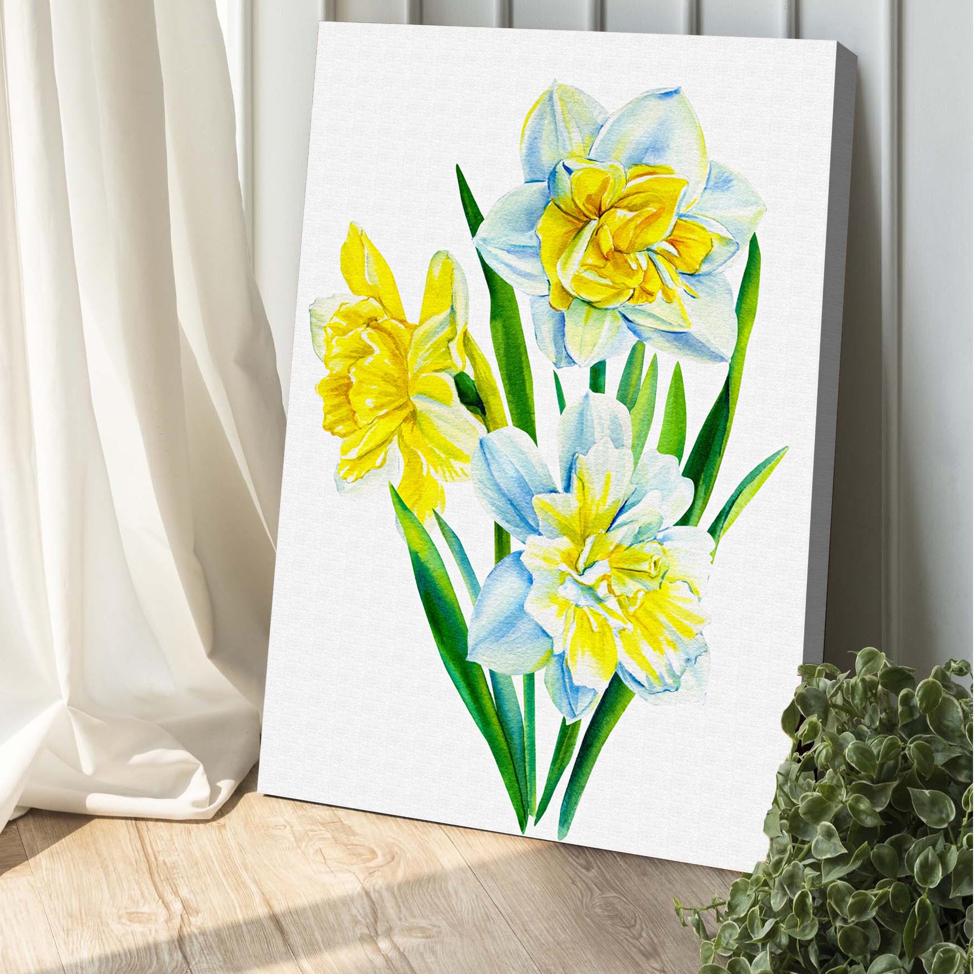 Flowers Daffodils Watercolor Canvas Wall Art Style 2 - Image by Tailored Canvases