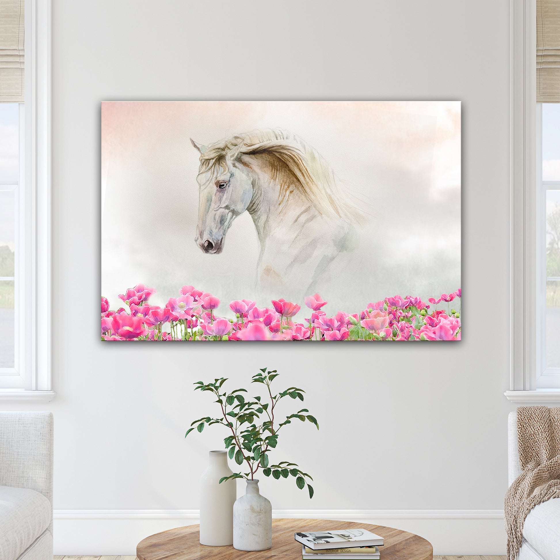Floral White Horse - Image by Tailored Canvases