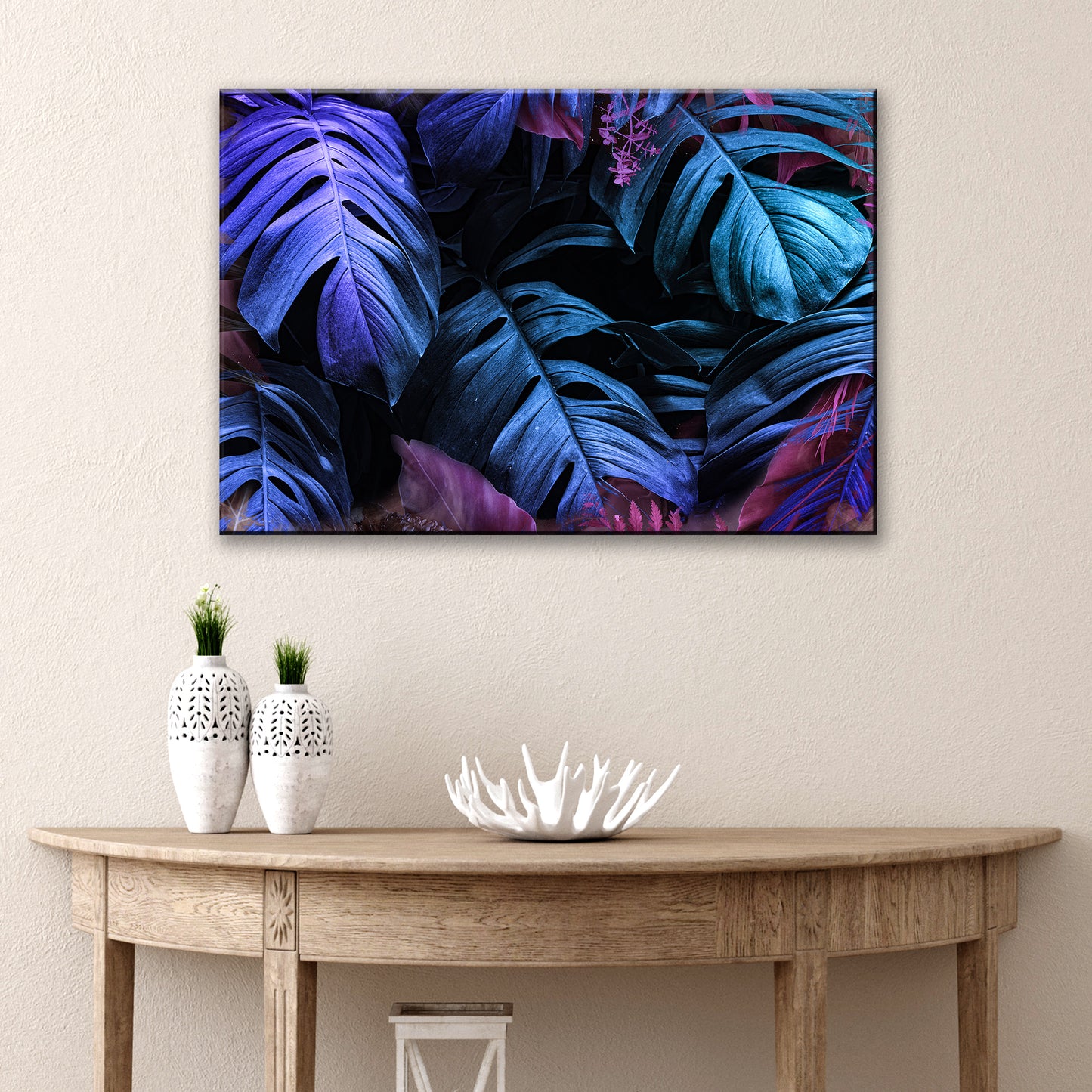 Hued Tropical Monstera Leaves Canvas Wall Art - Image by Tailored Canvases