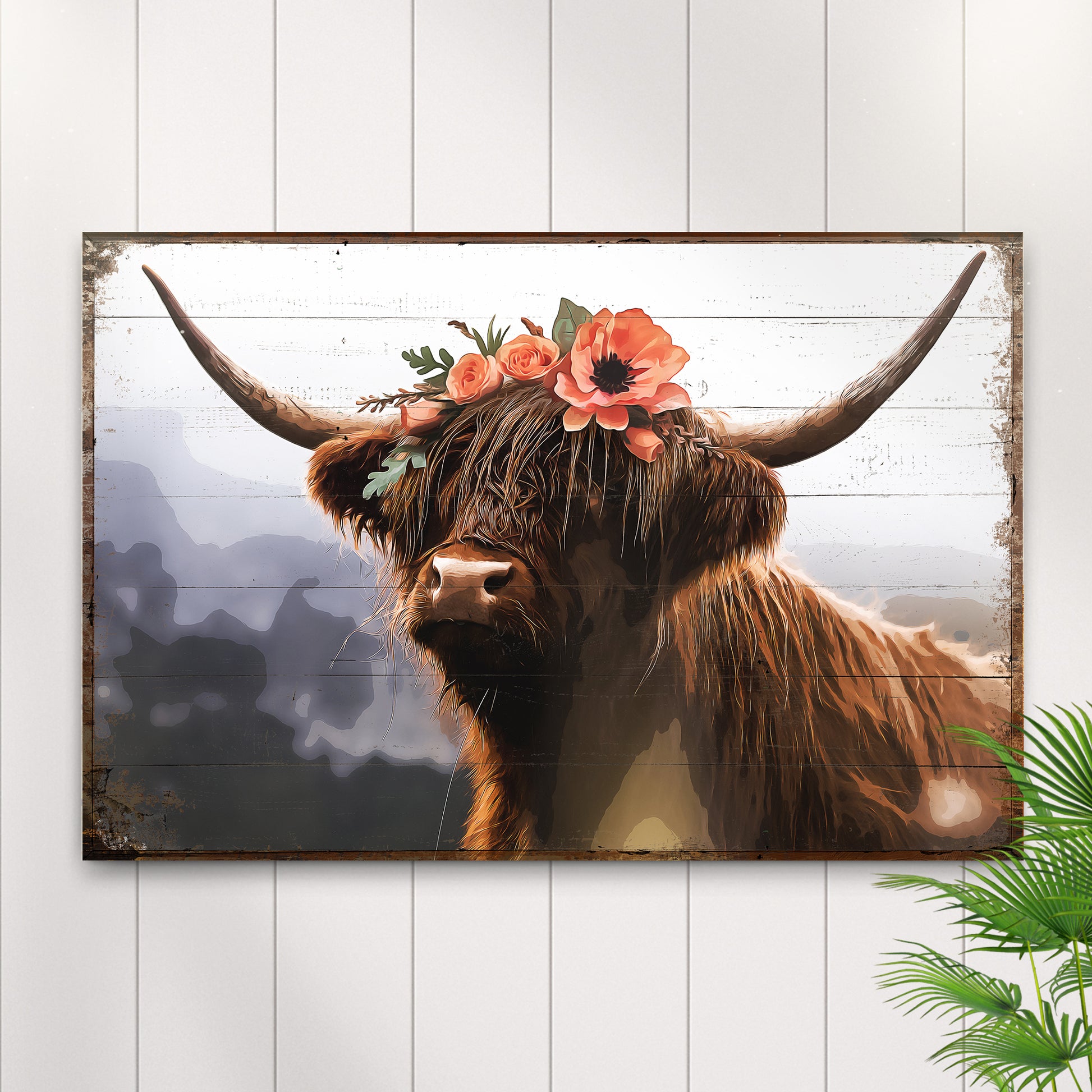 Pretty Highland Retro Canvas Wall Art - Image by Tailored Canvases