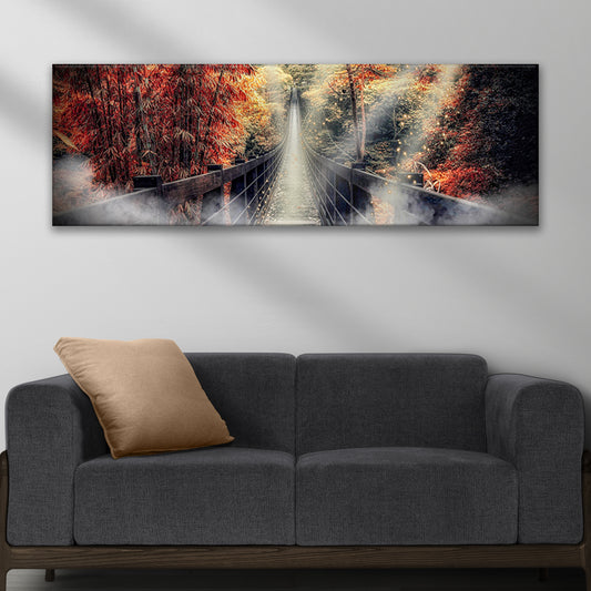 Autumn Walk On A Footbridge Canvas Wall Art Style 2 - Image by Tailored Canvases