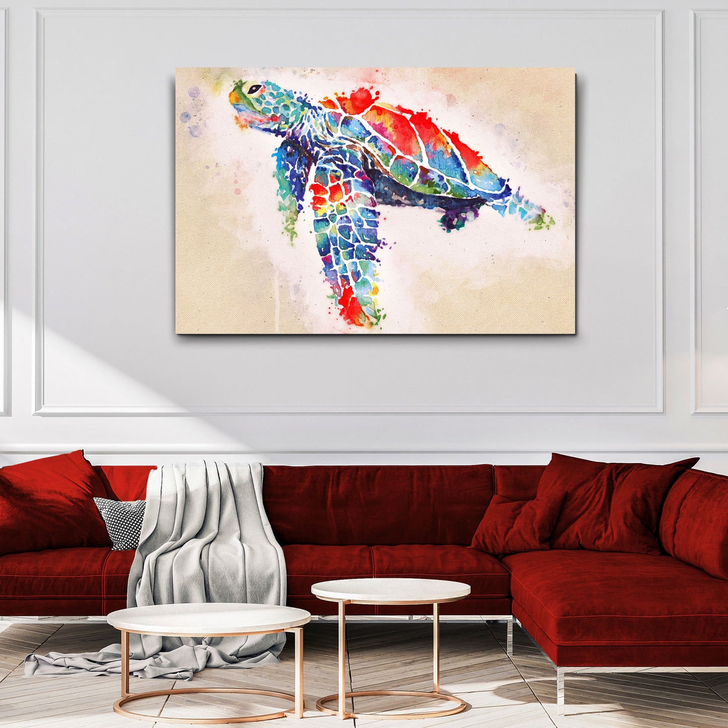 Coral Reef Sea Turtle Watercolor Canvas Wall Art - Image by Tailored Canvases