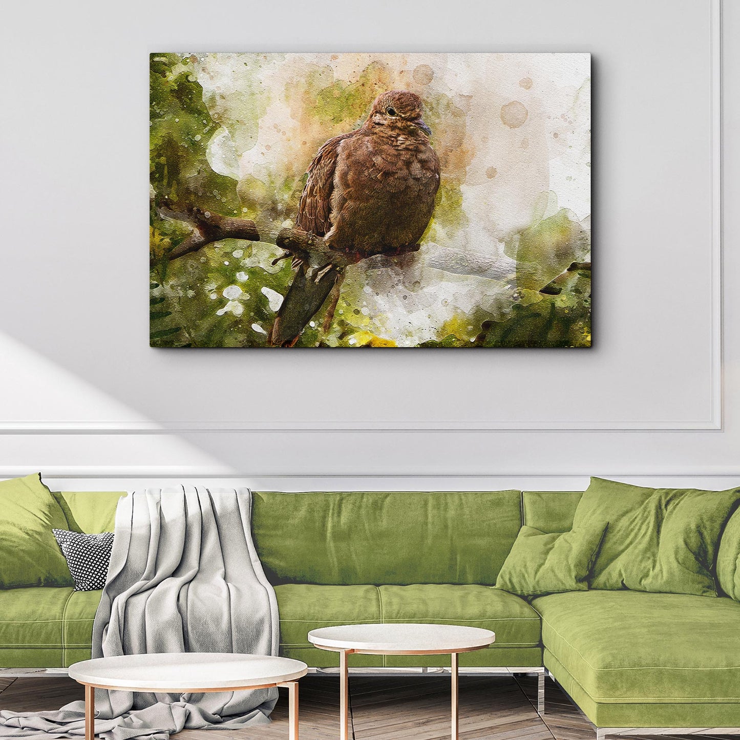 Perched Dove Watercolor Canvas Wall Art - Image by Tailored Canvases