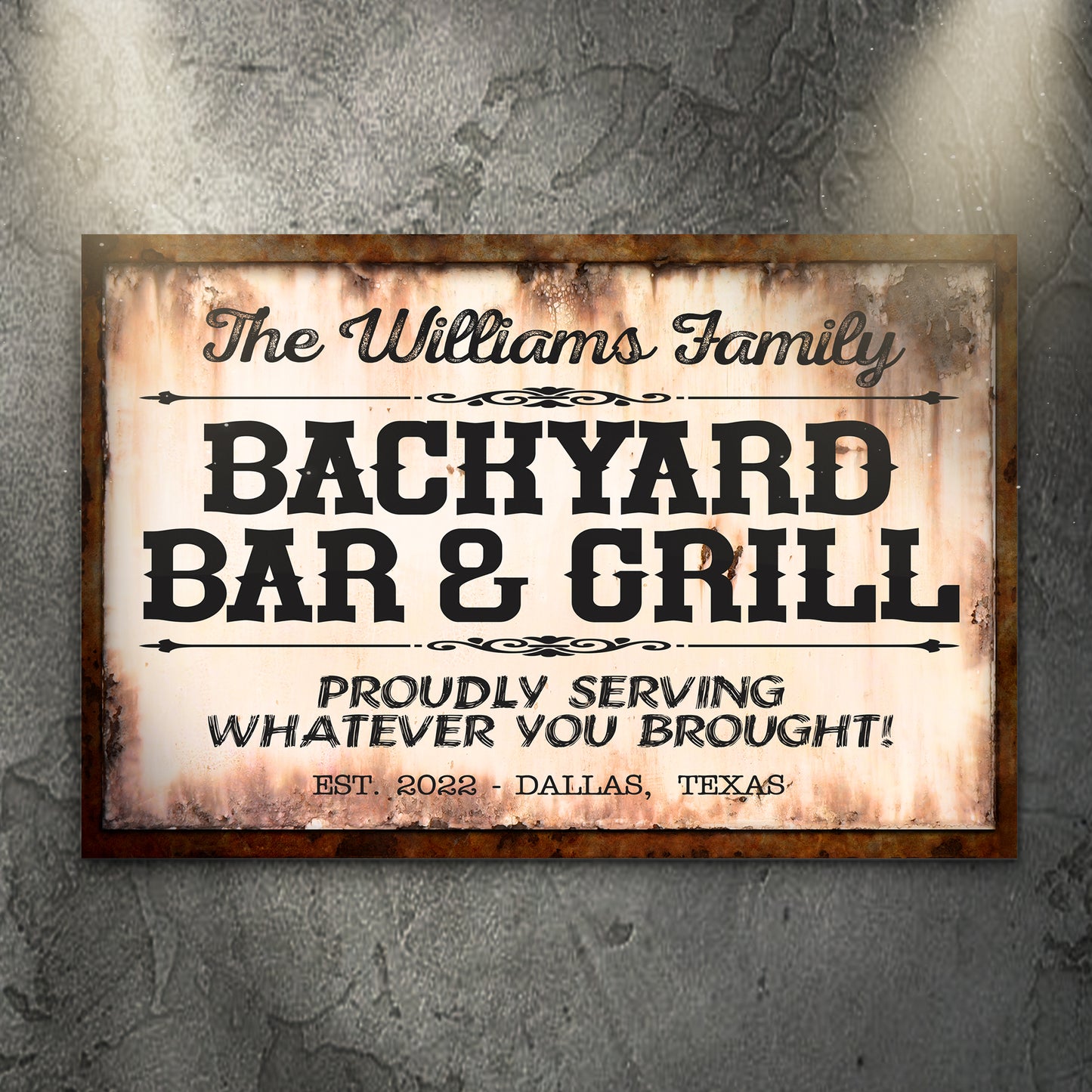 Backyard Bar & Grill Sign X - Image by Tailored Canvases