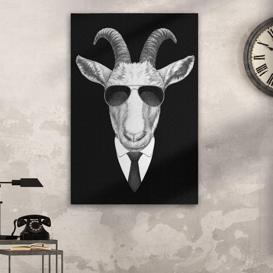 Goat In Black Canvas Wall Art - Image by Tailored Canvases