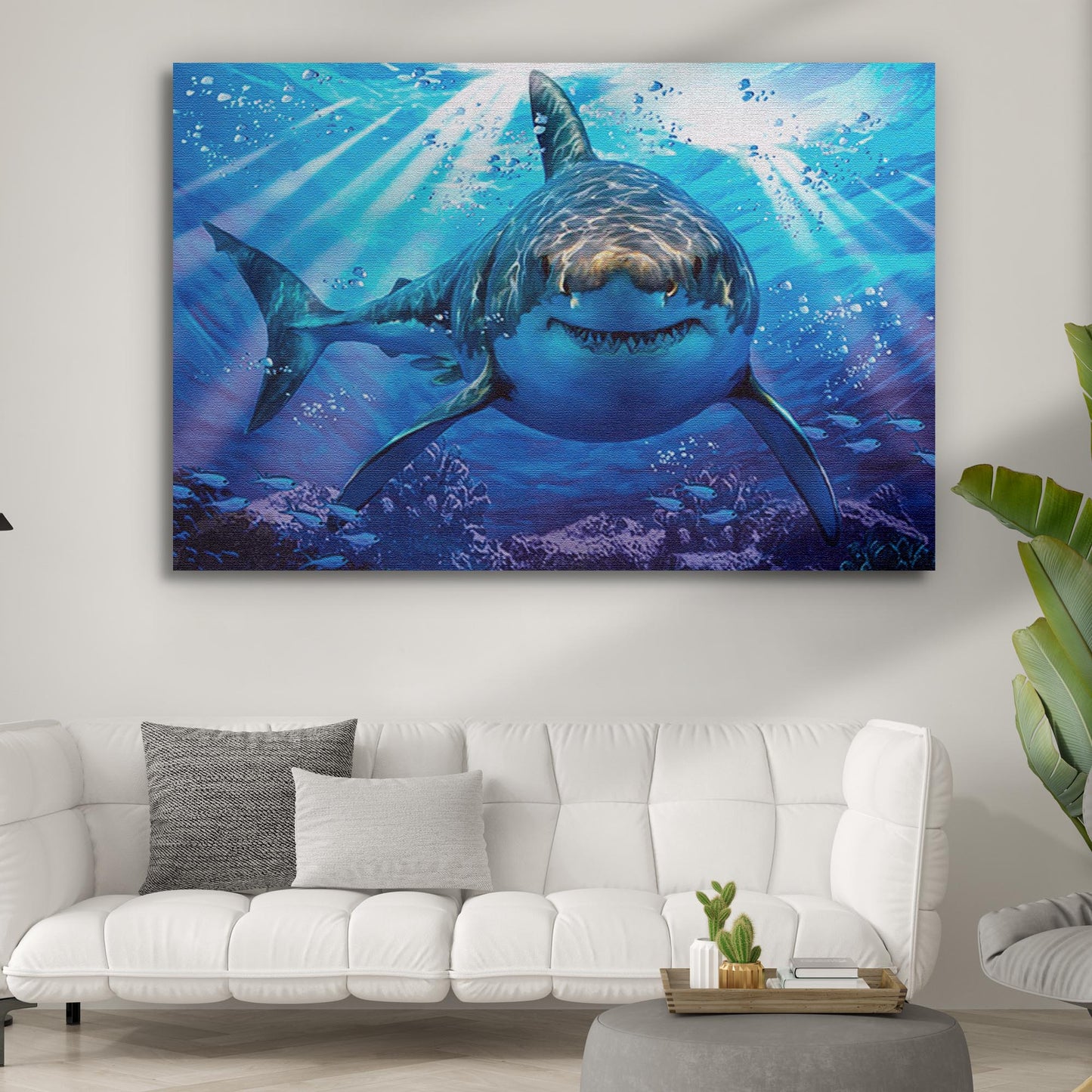 Underwater White Shark Canvas Wall Art - Image by Tailored Canvases
