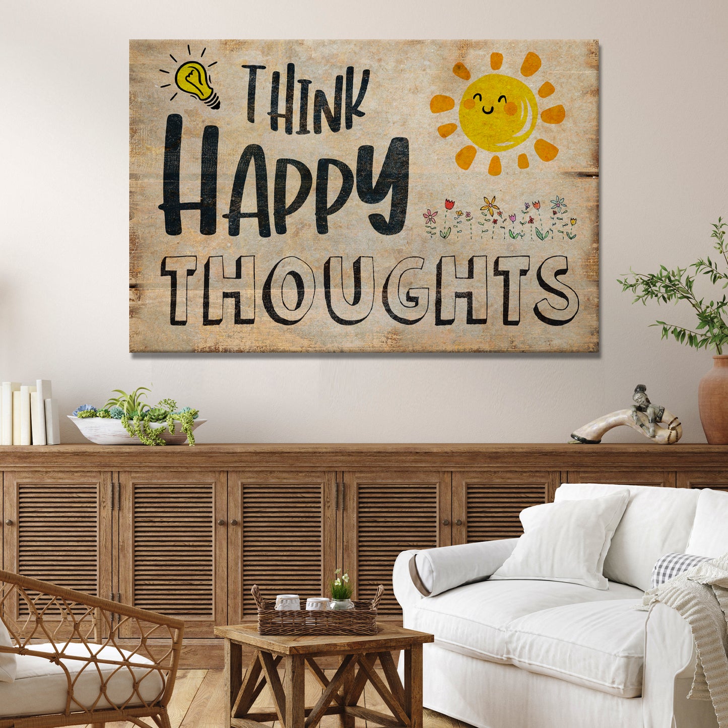 Think Happy Thoughts Sign III Style 1 - Image by Tailored Canvases
