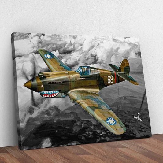 Fighter Plane Kittyhawk Pop Canvas Wall Art Style 2 - Image by Tailored Canvases
