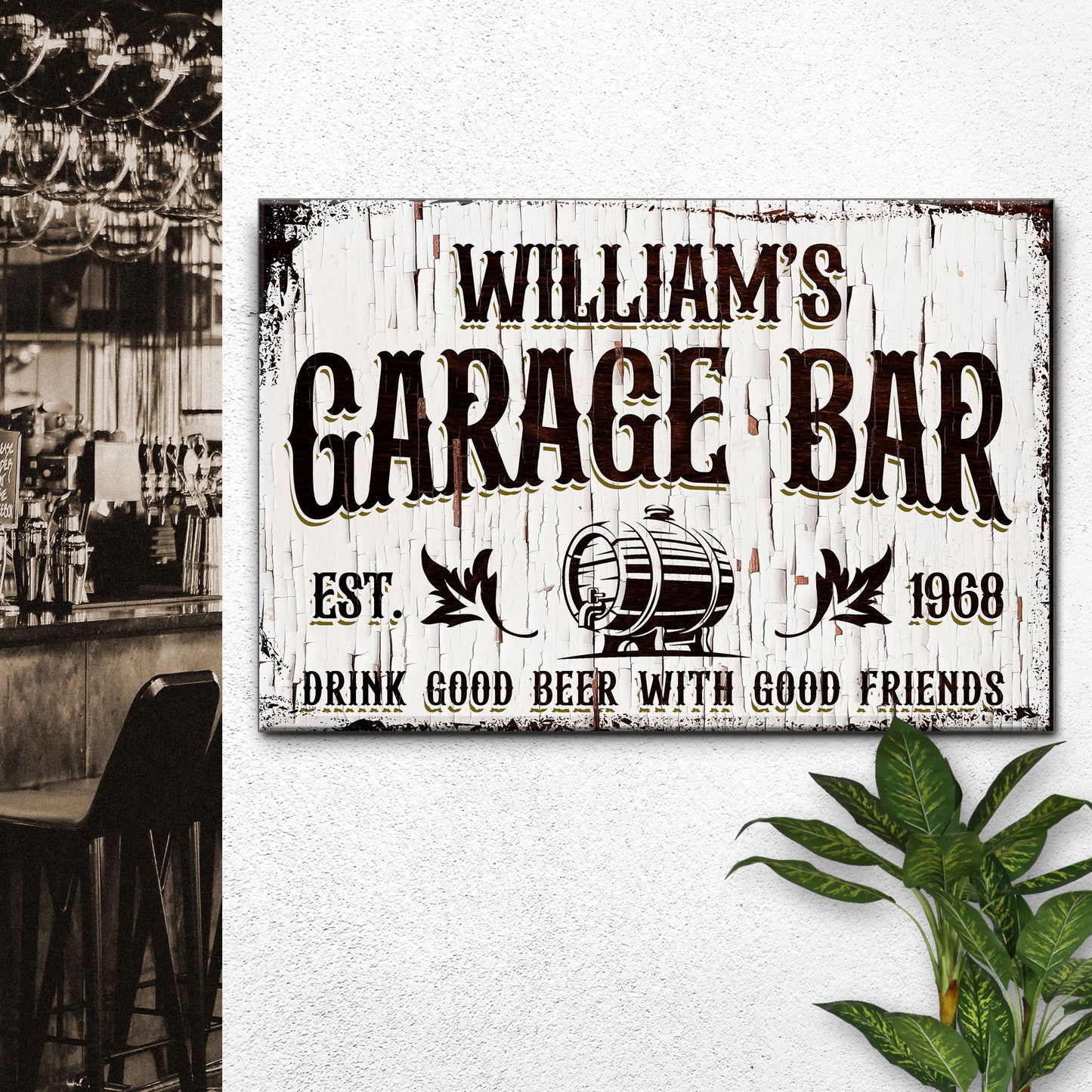Garage Bar Rustic Wood Sign Style 1 - Image by Tailored Canvases