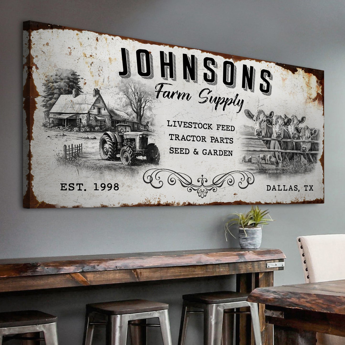 Family Farm Supply Sign | Customizable Canvas Style 2 - Image by Tailored Canvases