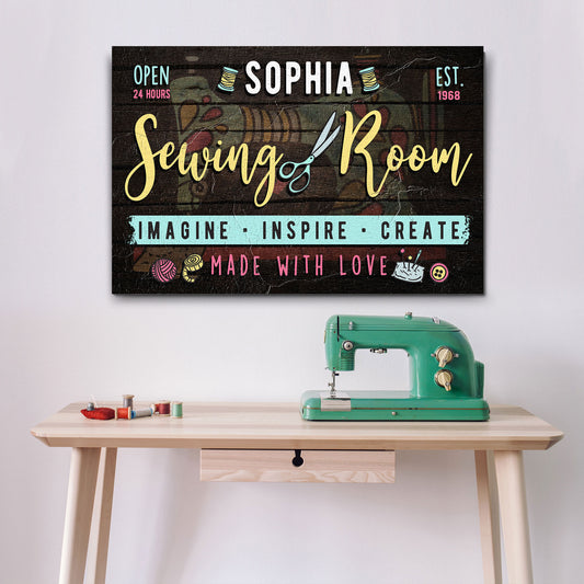 Imagine Inspire Create Sewing Room Sign | Customizable Canvas - Image by Tailored Canvases