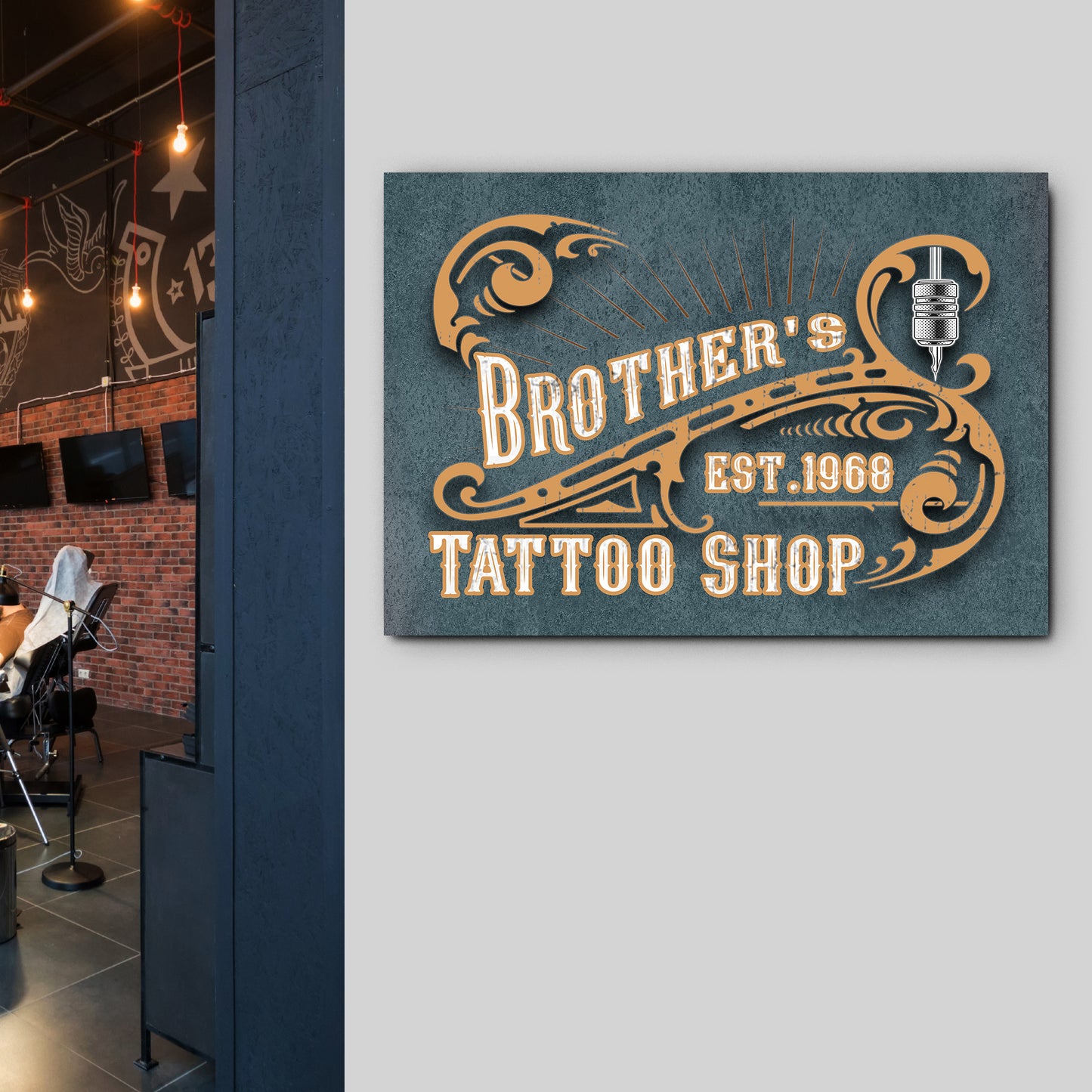Custom Tattoo Shop Sign | Customizable Canvas - Image by Tailored Canvases