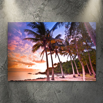 Tropical Palm Trees Sunset Canvas Wall Art