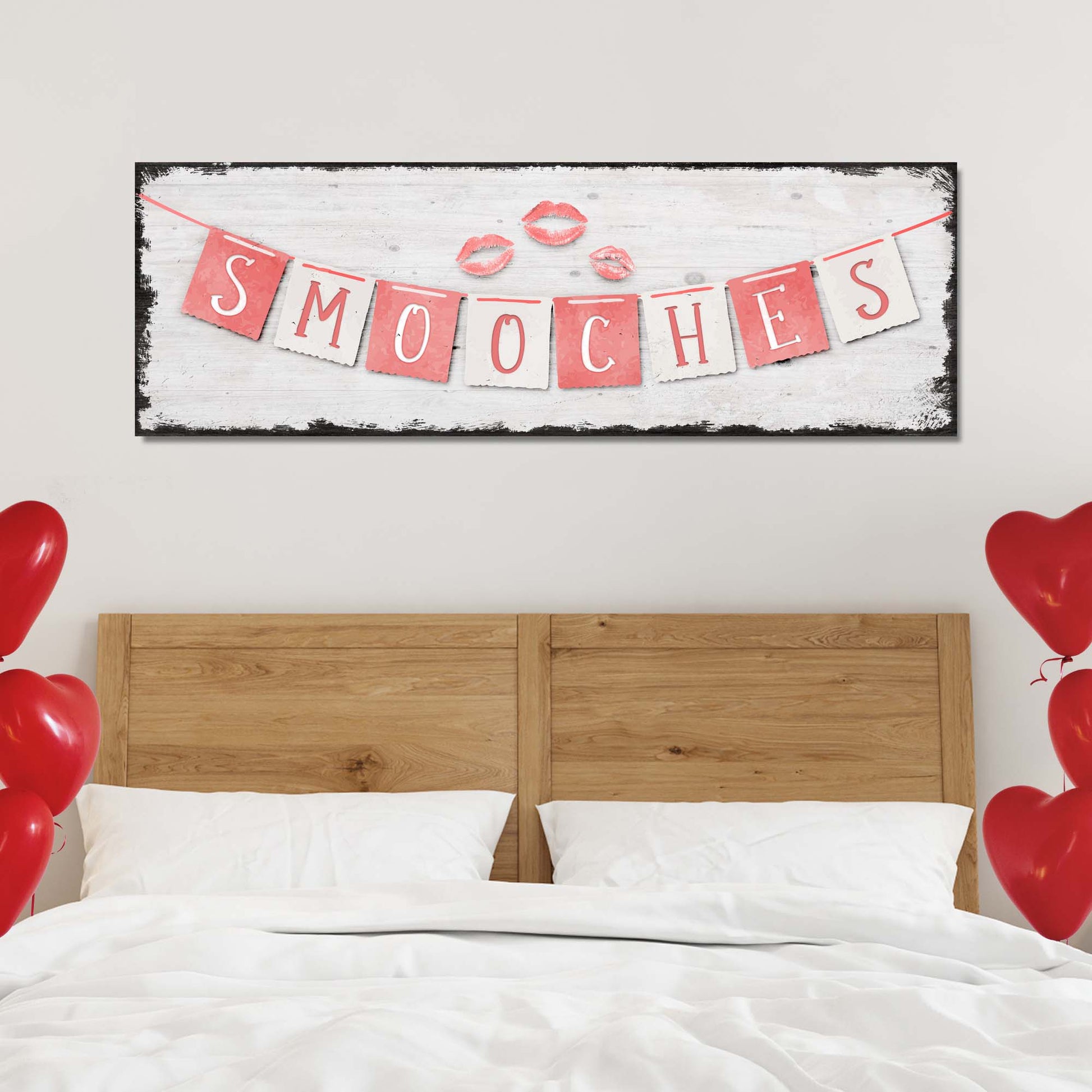 Rustic Valentine Smooches Banner Sign - Image by Tailored Canvases