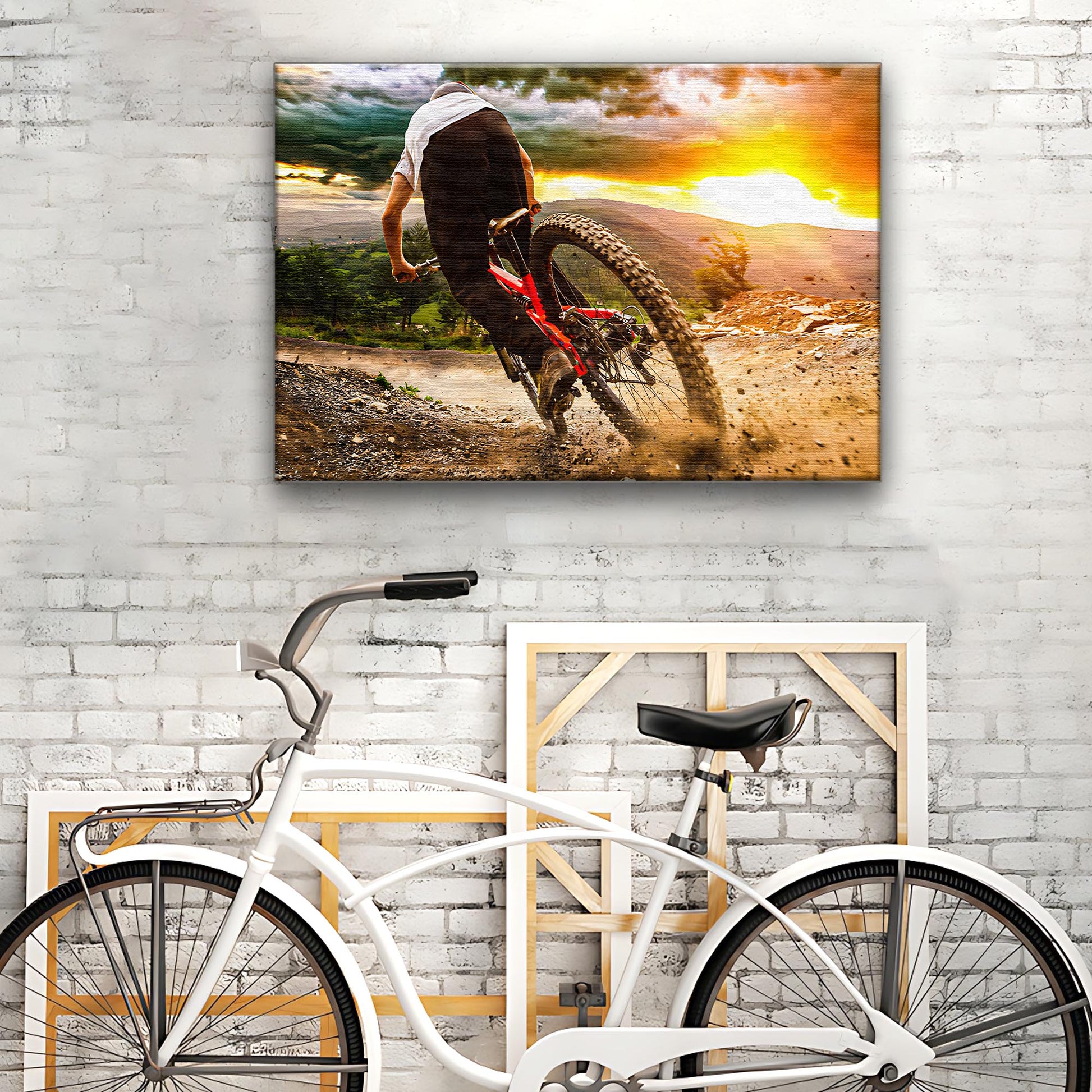 Cycling On Dirt Road Canvas Wall Art  - Image by Tailored Canvases