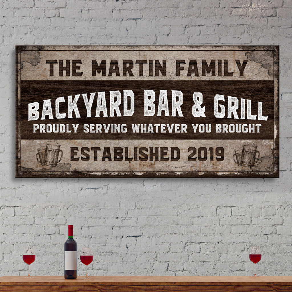 Backyard Bar & Grill Sign XI | Customizable Canvas by Tailored Canvases
