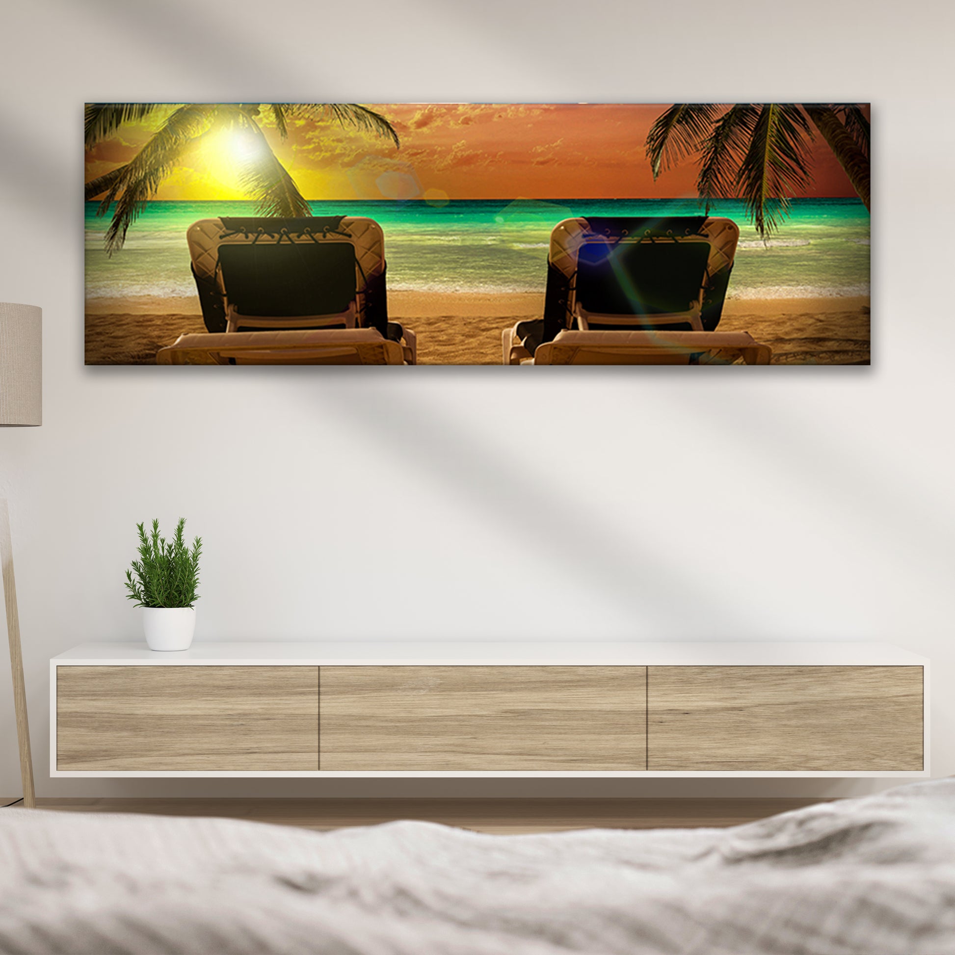 Tropical Beach Chairs By Sunset Canvas Wall Art - Image by Tailored Canvases