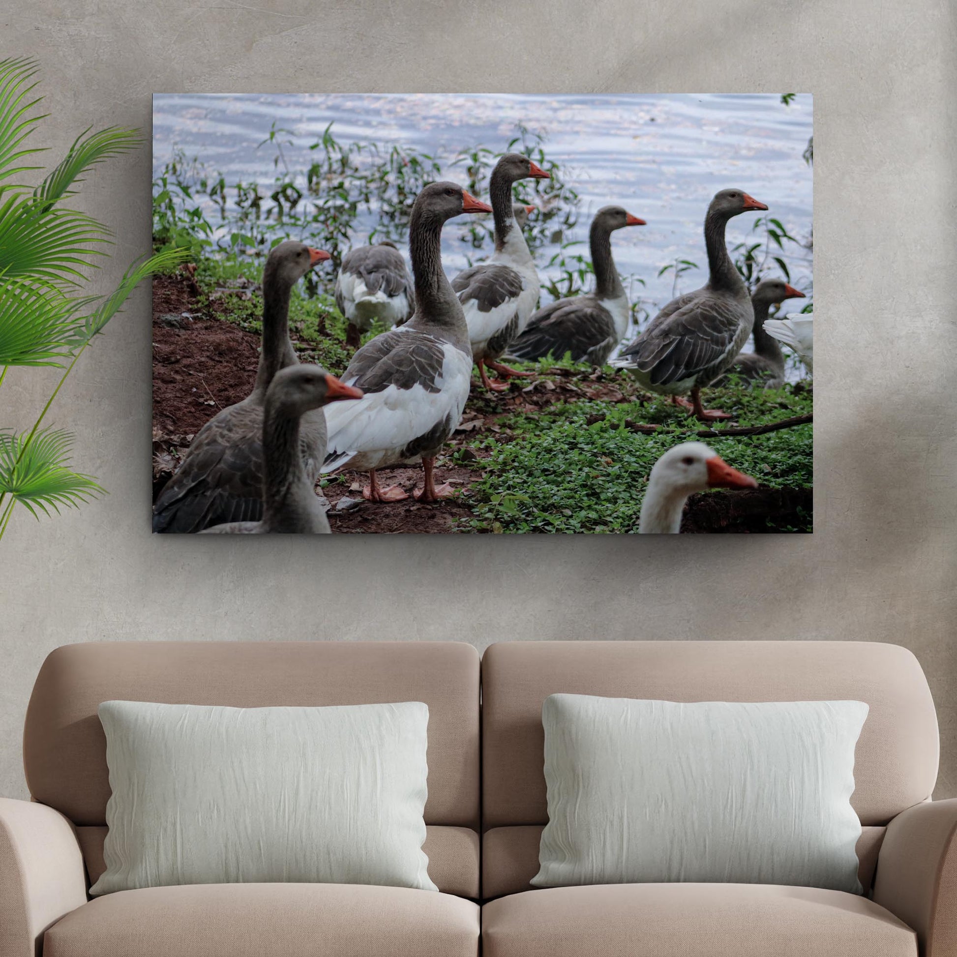 Flock Of Domestic Geese Canvas Wall Art - Image by Tailored Canvases