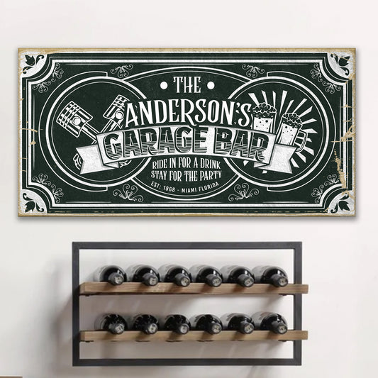 Garage Bar Victorian Vintage Sign Style 2 - Image by Tailored Canvases