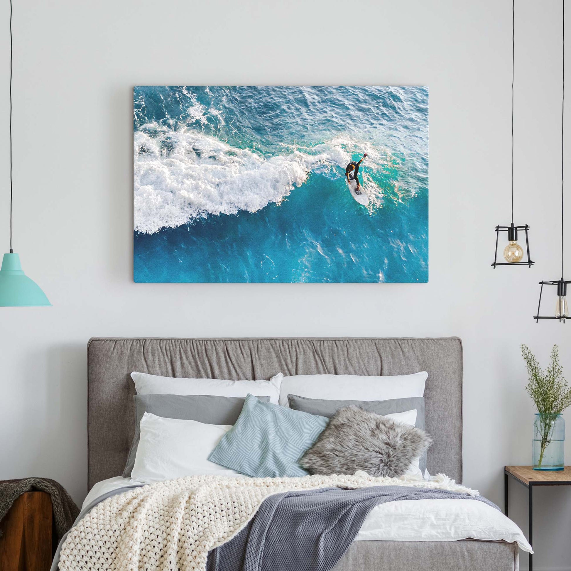 Surfing Crest Wave Canvas Wall Art Style 1 - Image by Tailored Canvases