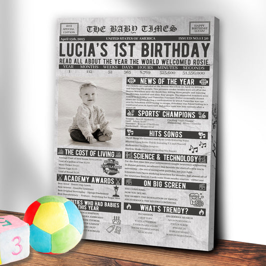 The Baby Times Sign II | Customizable Canvas Style 2 - Image by Tailored Canvases