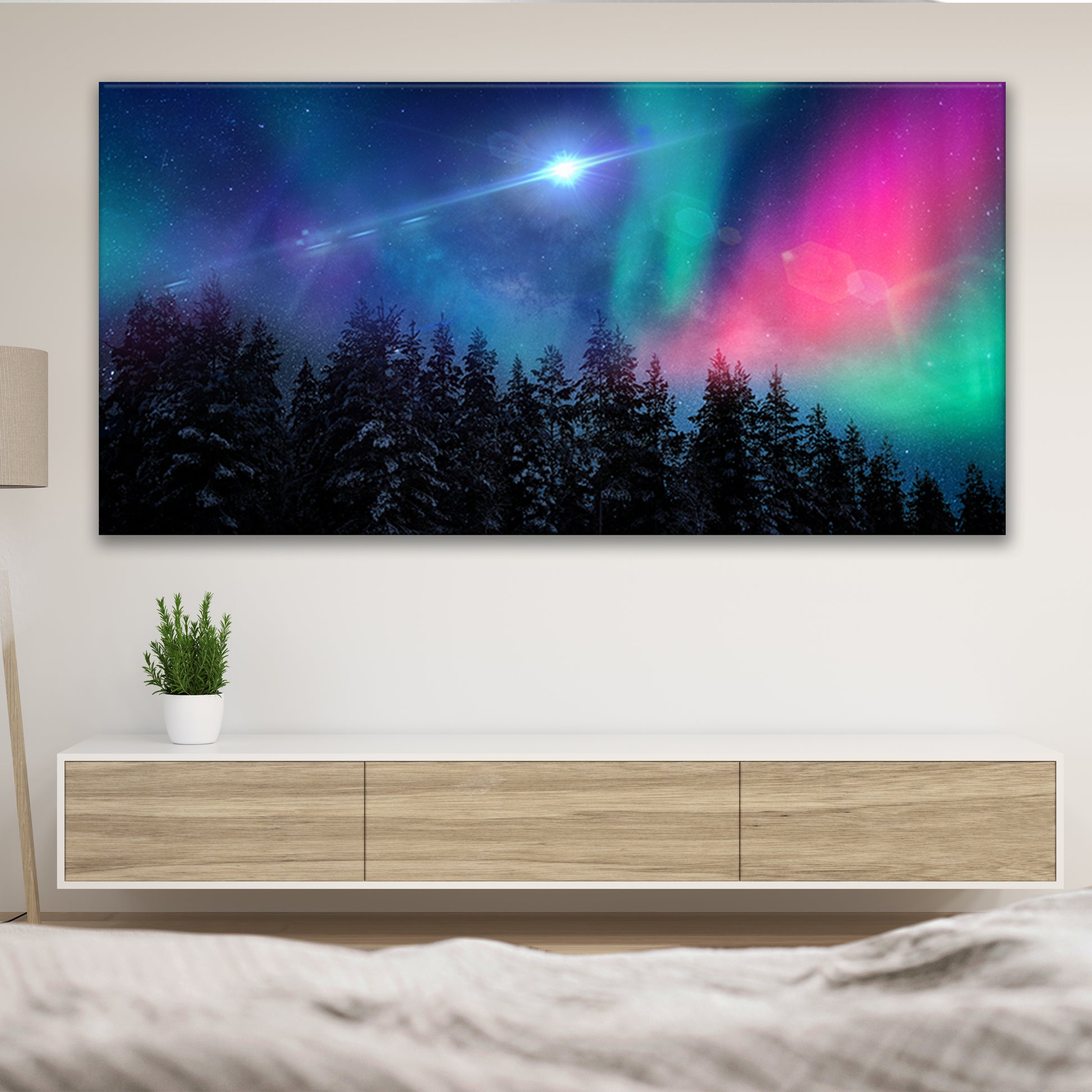 Northern Lights Capped Forest Canvas Wall Art - Image by Tailored Canvases