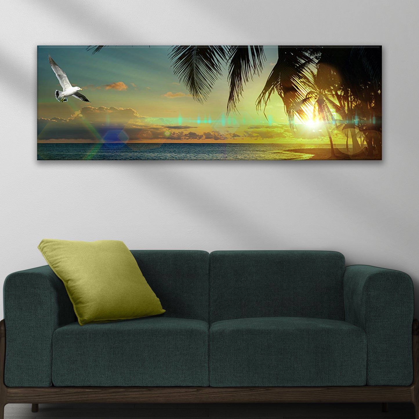 Coconut Trees And Tropical Beach Sunset Canvas Wall Art Style 1  - Image by Tailored Canvases