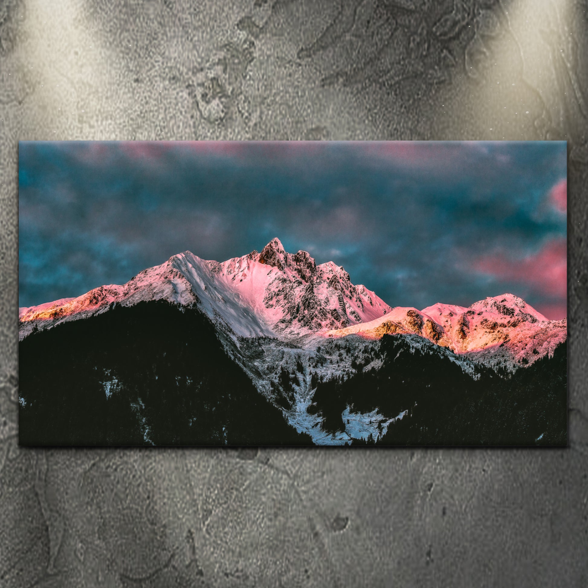 Snowy Summit At Sunset Canvas Wall Art - Image by Tailored Canvases