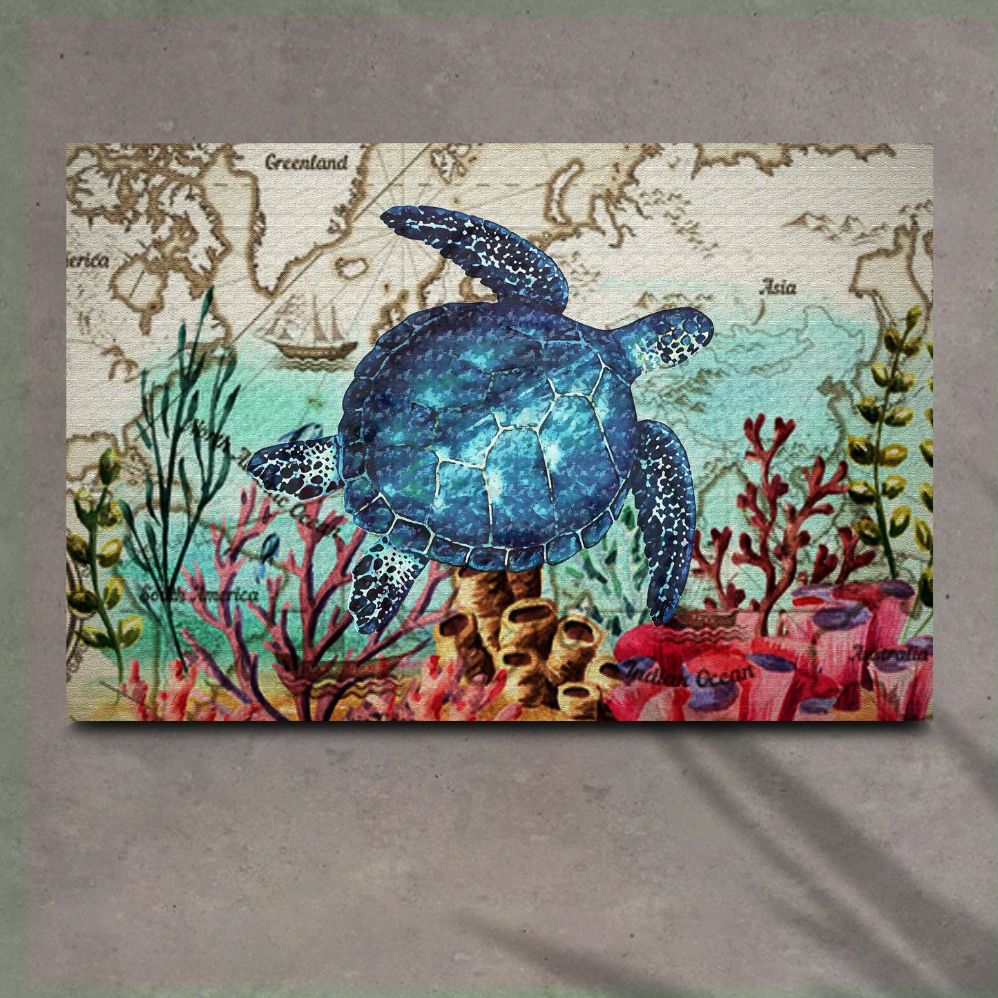 Traveling Sea Turtle Oil Paint Canvas Wall Art - Image by Tailored Canvases