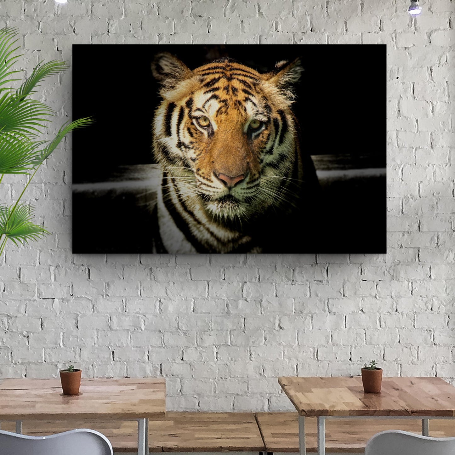Lurking Tiger In The Dark Canvas Wall Art - Image by Tailored Canvases